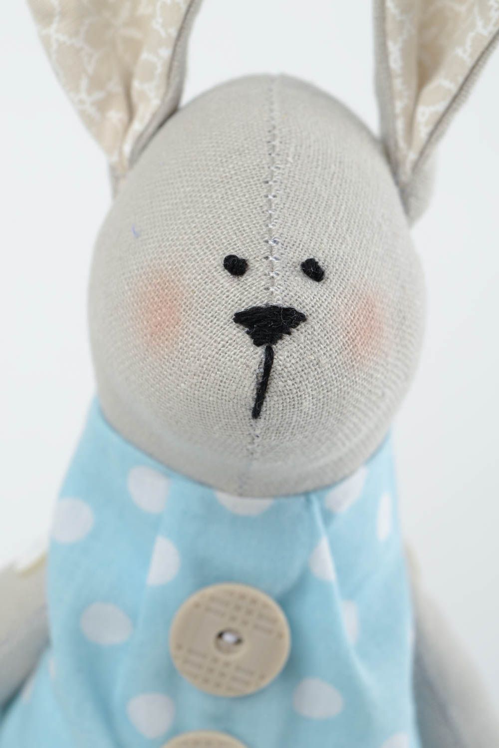 Handgemachtes Kuscheltier Hase aus Leinen Geschenke für Kinder Haus Deko foto 3