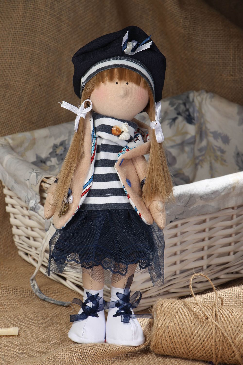 Designer doll made of natural materials Girl Sailor photo 1