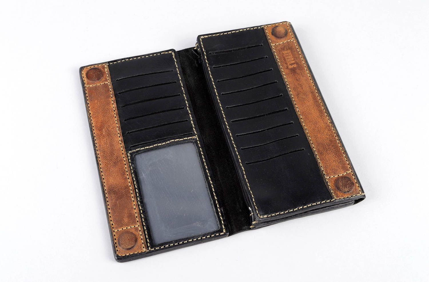 Handmade schwarze Geldbörse Geschenk für Frauen Portemonnaie aus Leder originell foto 4