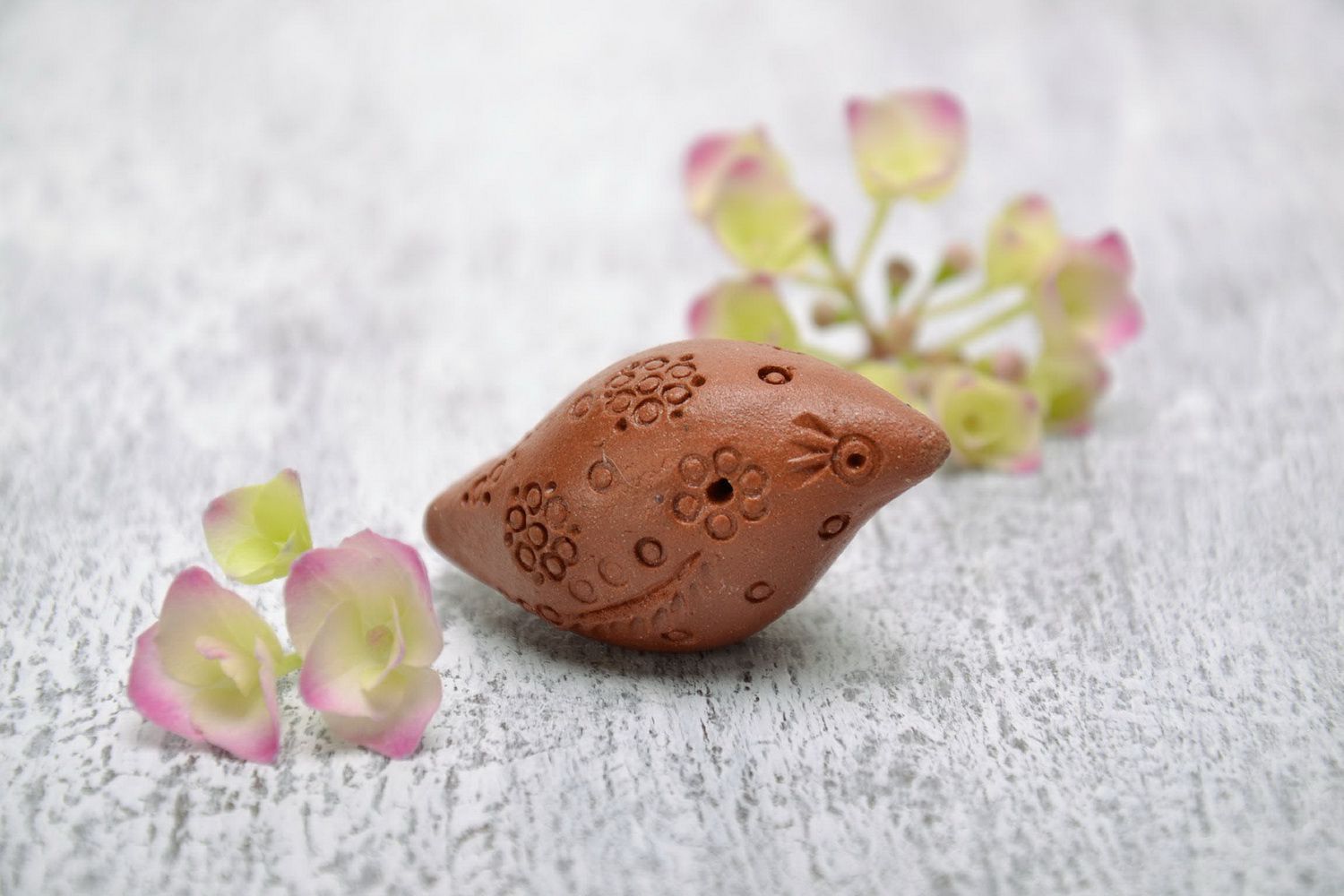 Handmade clay penny whistle photo 5