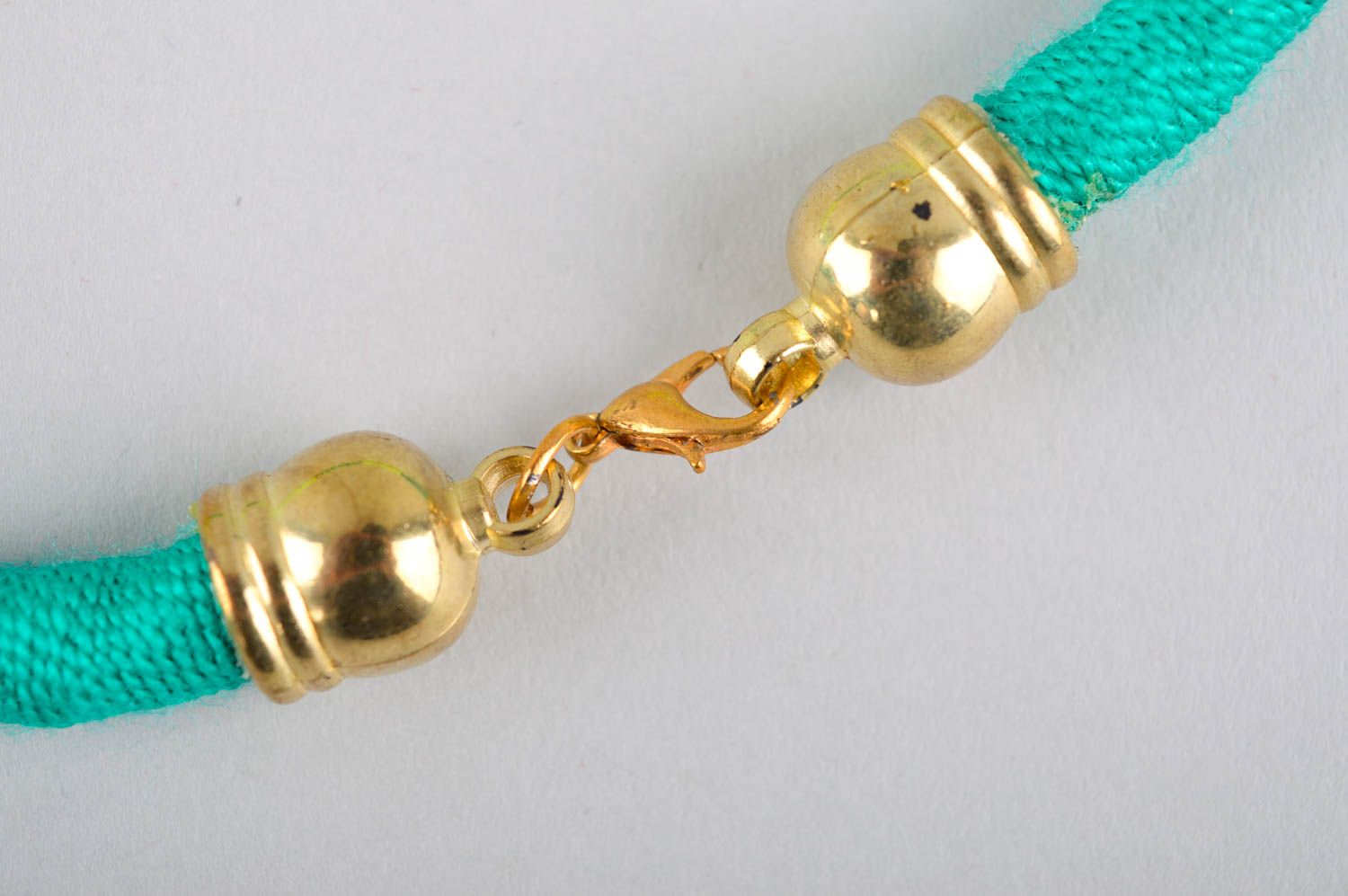 Колье ручной работы колье из веревки украшение на шею бирюзово-лимонное фото 4