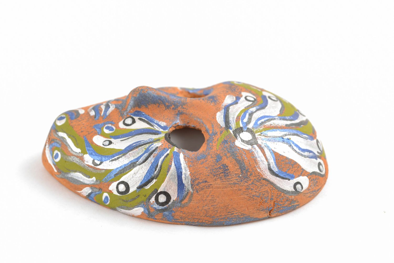 Глиняная маска маскарадная сувенир с росписью акрилом  фото 4