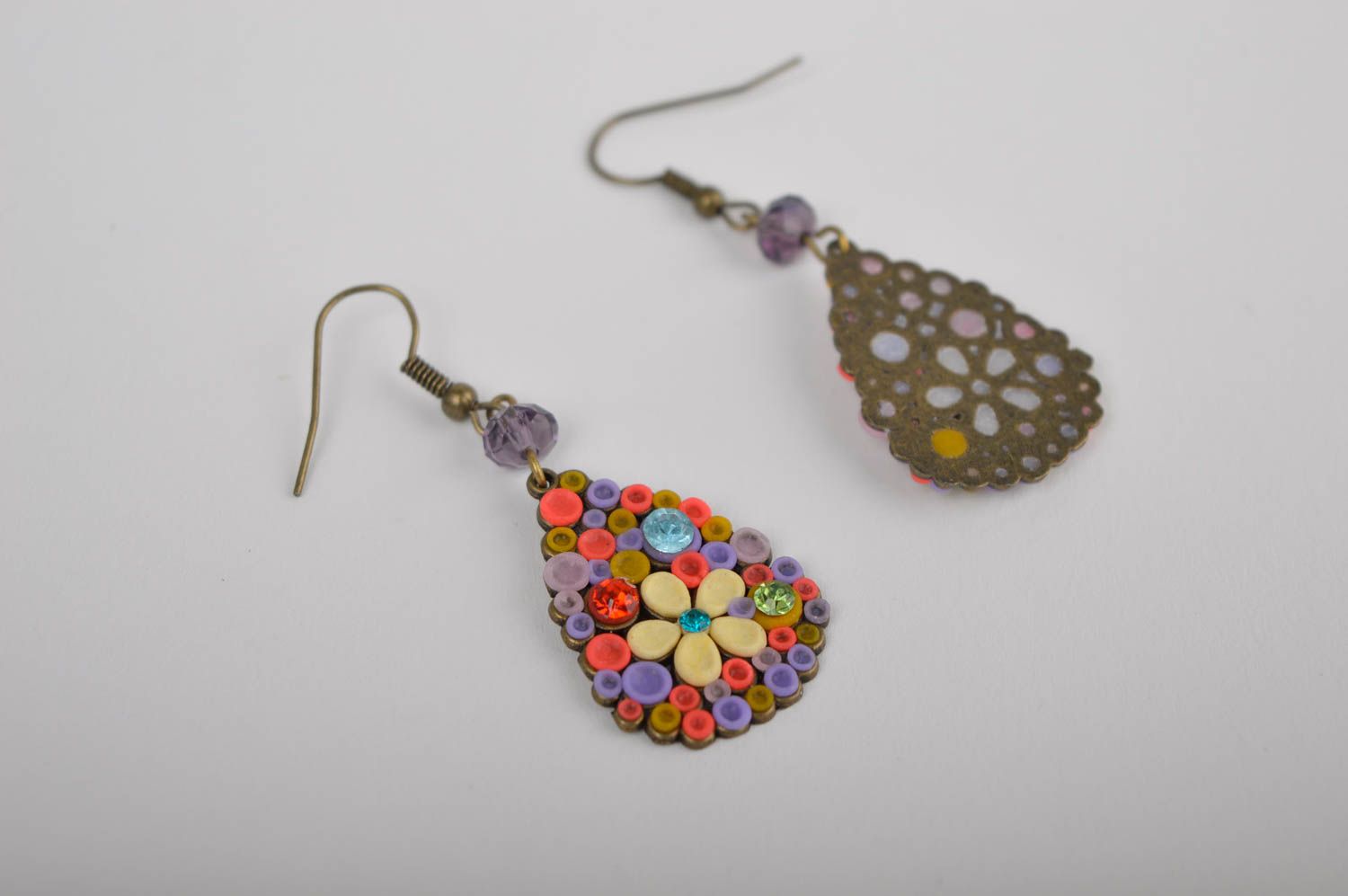 Handmade trendy bright earrings unusual stylish earrings cute jewelry photo 5