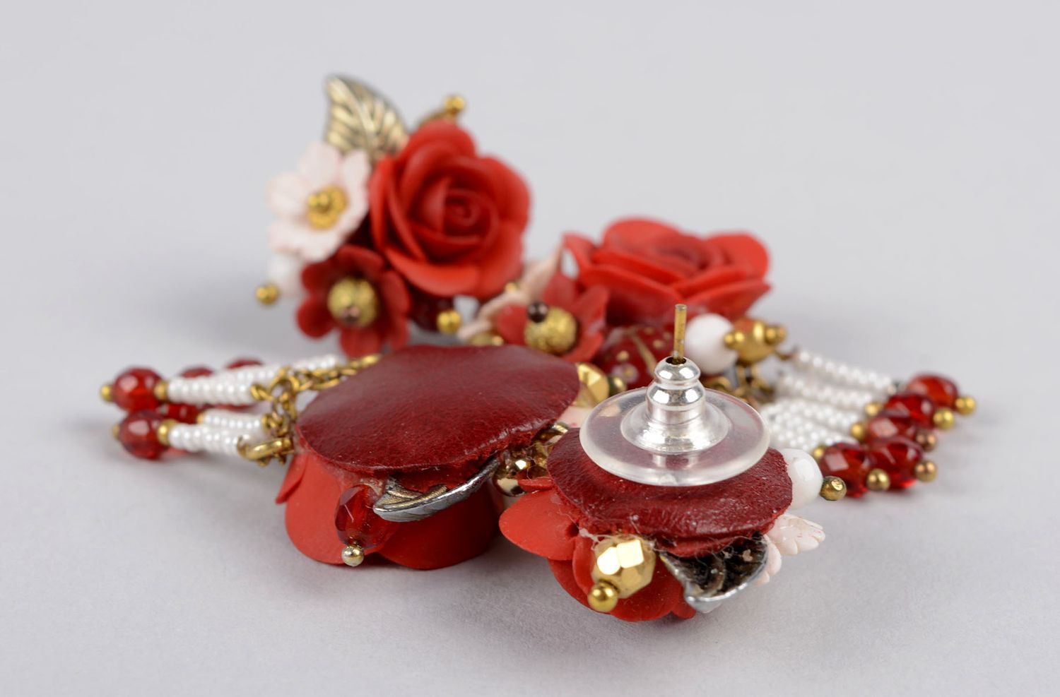 Damen Ohrringe rot handmade Ohrringe Stecker Juwelier Modeschmuck Rosen  foto 3