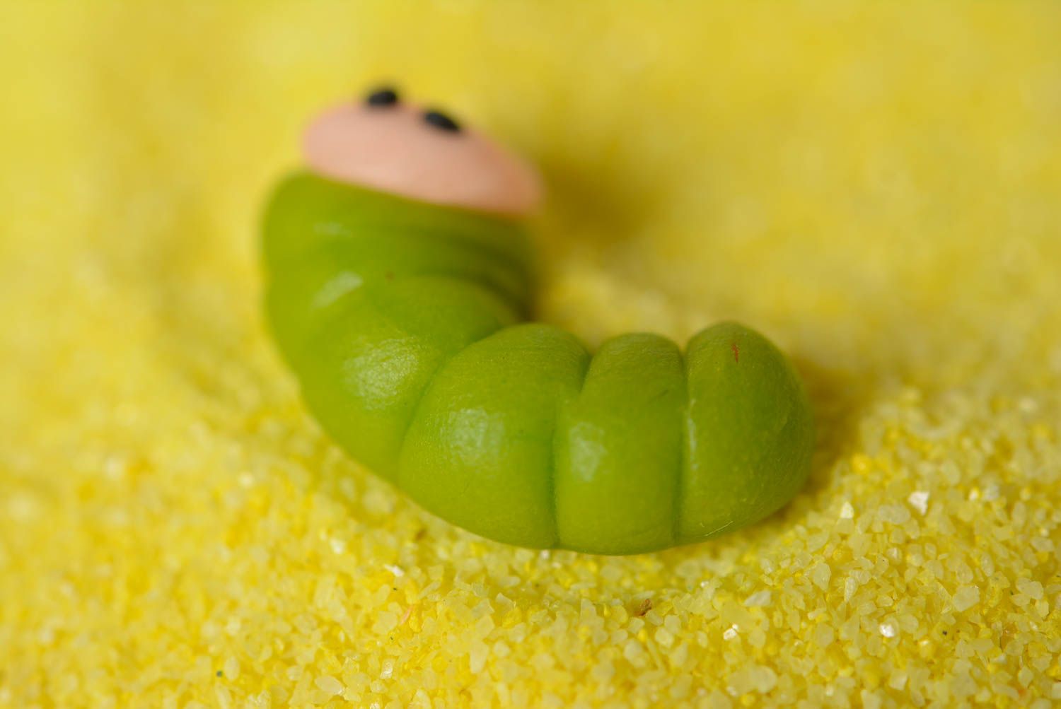Handmade plastic figurine unique designer caterpillar polymer clay interior toy photo 2