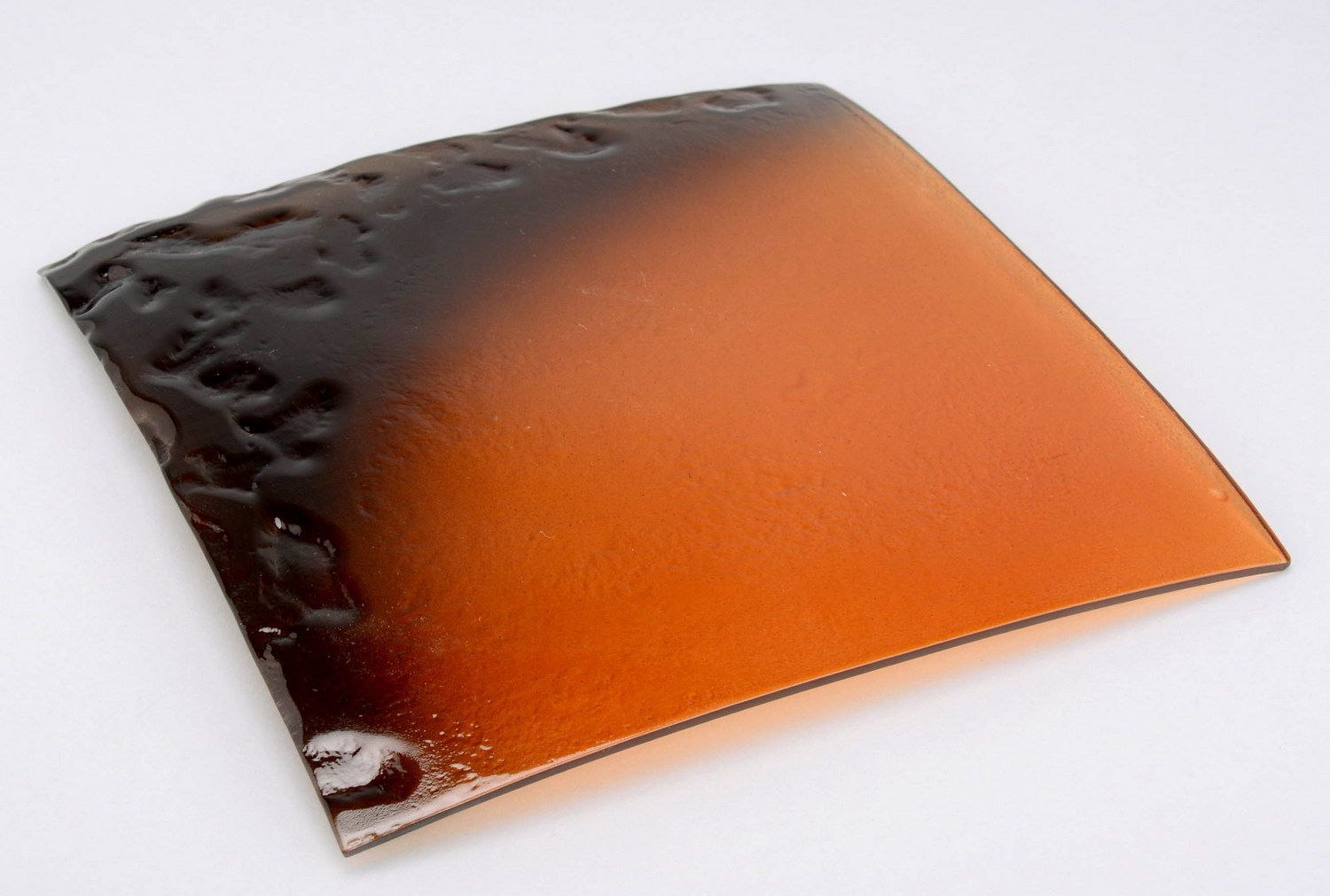 Fused glass plate Brown relief photo 2