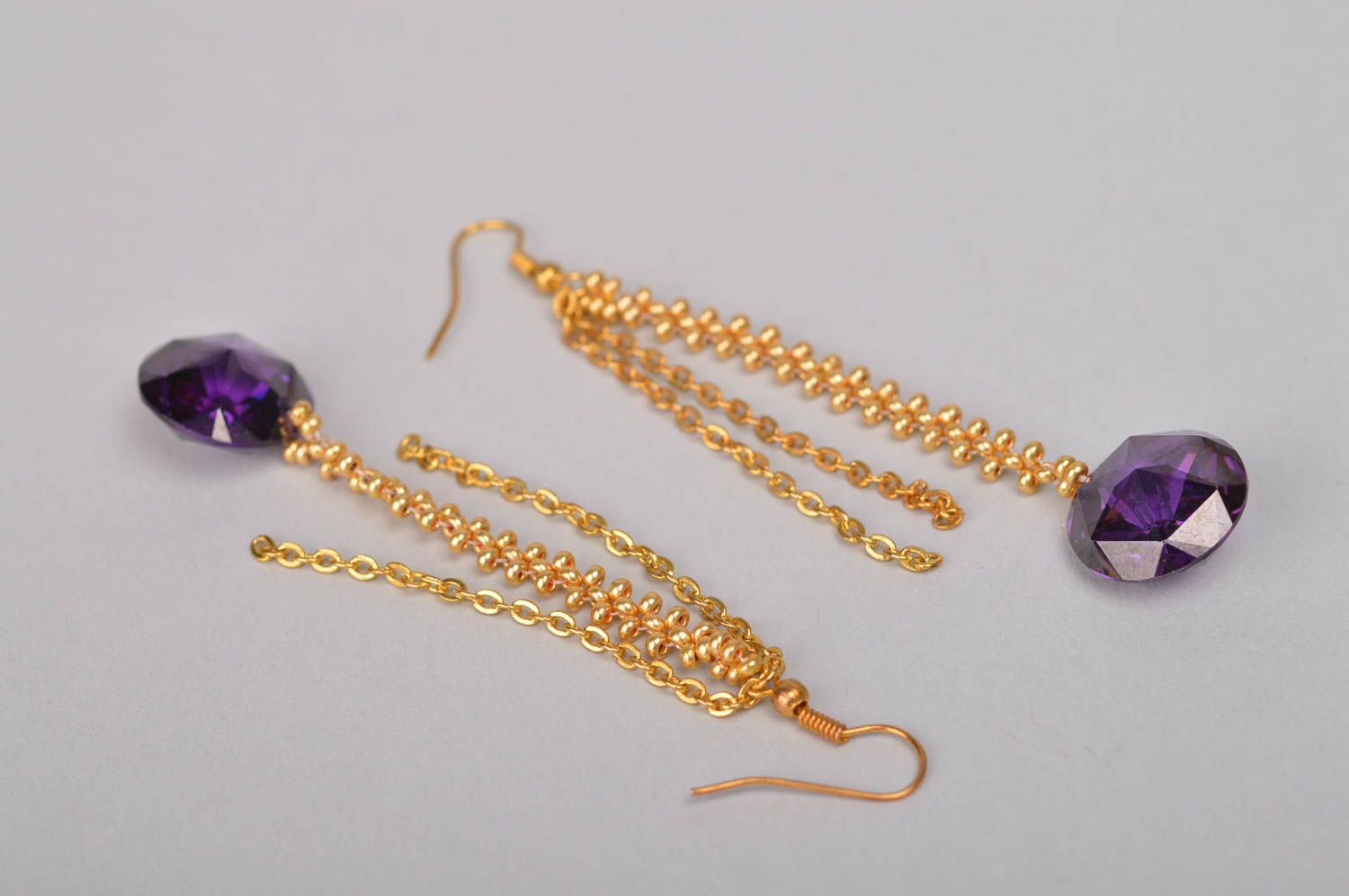 Stylish handmade beaded earrings gemstone earrings with beads jewelry designer photo 3