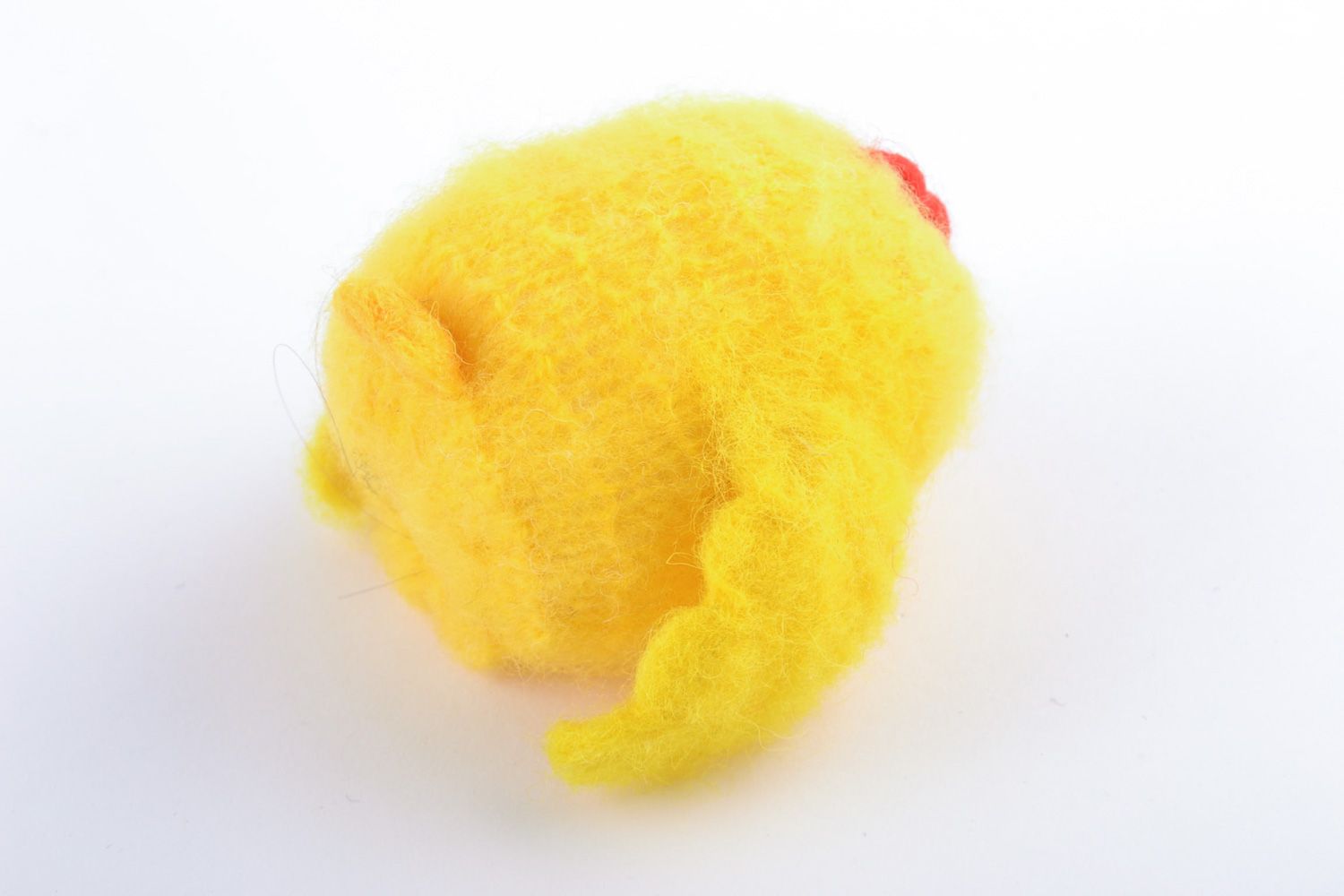Juguete tejido artesanal pollo amarillo de lana para niños  foto 5