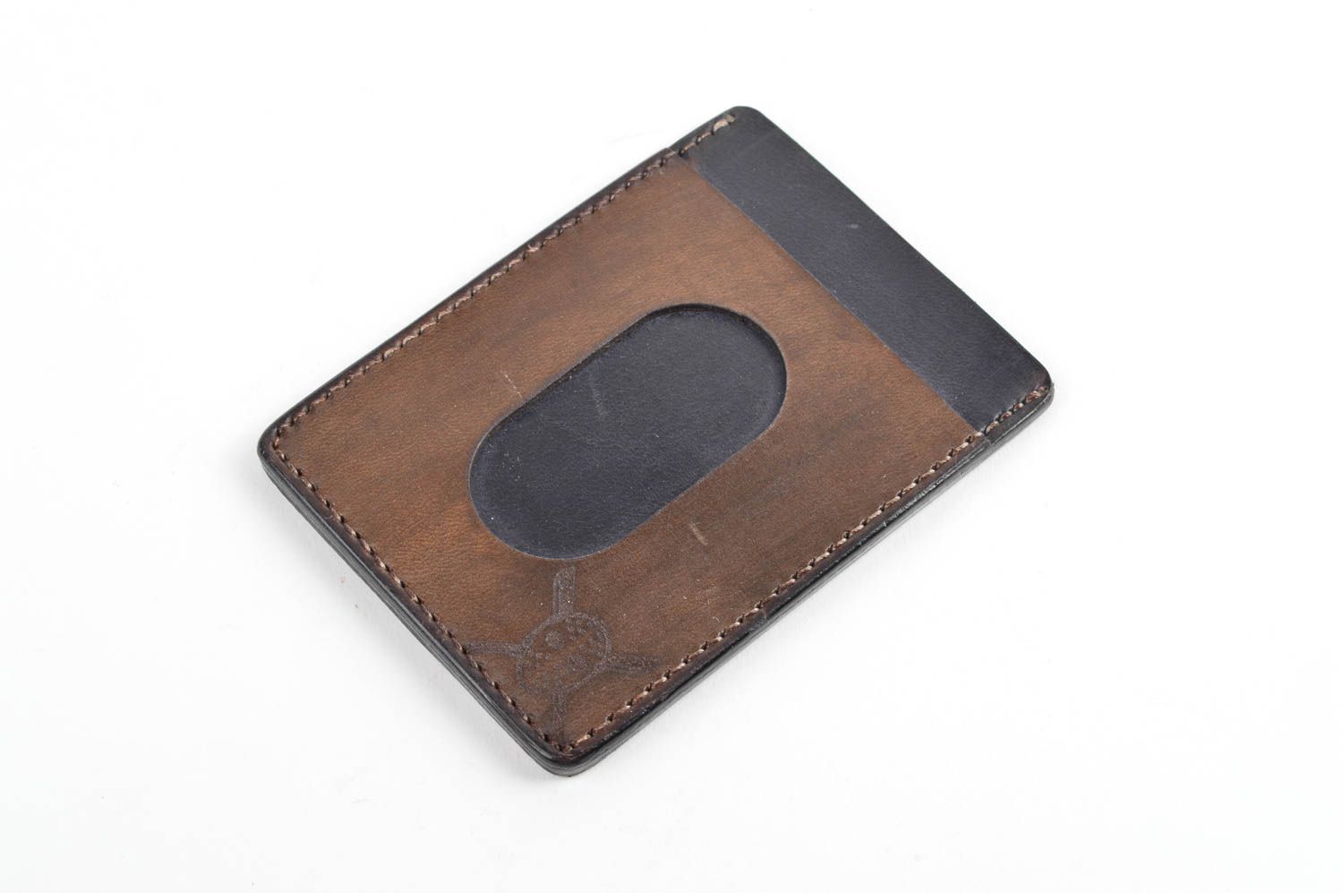 Кожаный аксессуар ручной работы кошелек для карточек оригинальный подарок фото 2