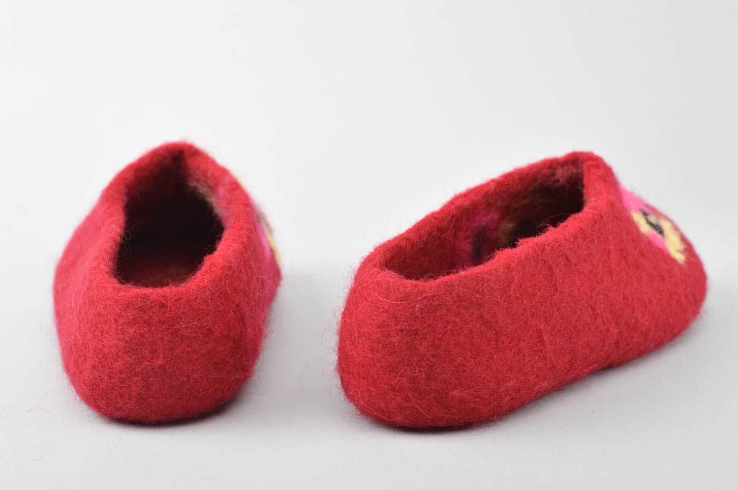 Handmade gefilzte Pantoffeln schöne Hausschuhe warme Kinderhausschuhe rot foto 5