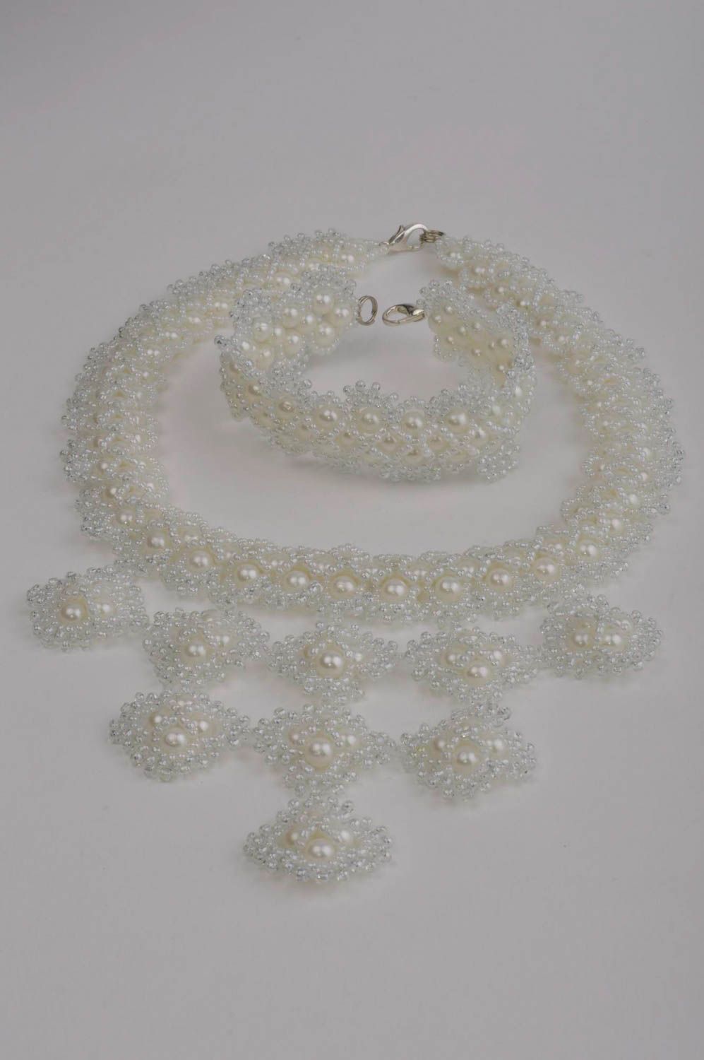 Unusual handmade beaded necklace beaded bracelet designs cool jewelry set photo 4