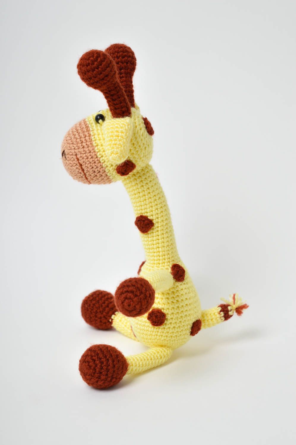 Strick Kuscheltier handgefertigt Spielzeug Giraffe Geschenkidee für Kinder foto 3