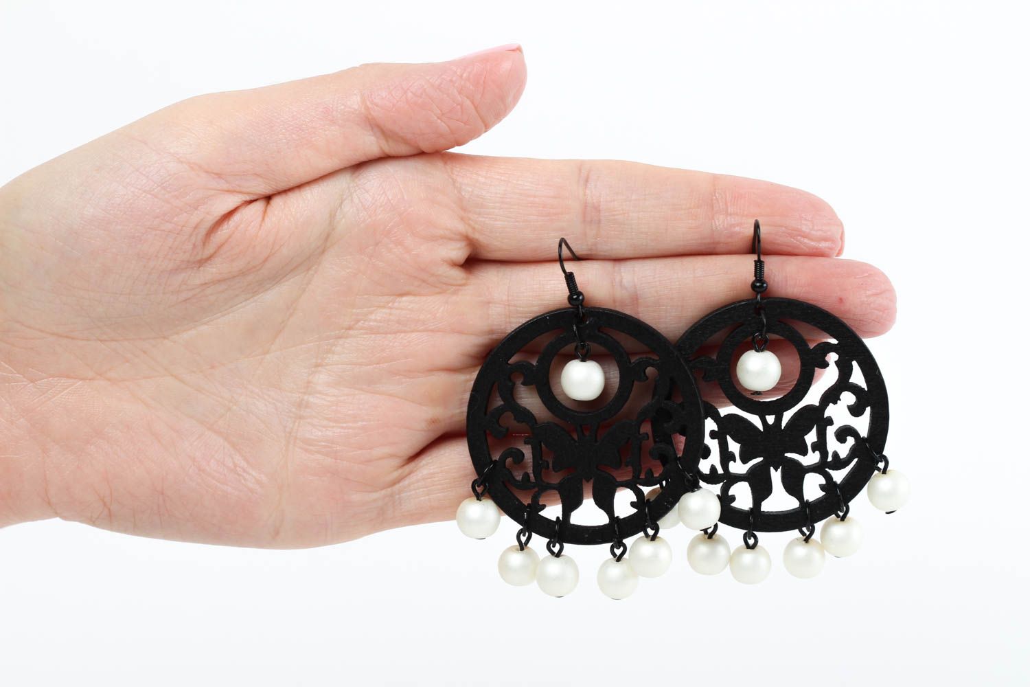 Handmade Modeschmuck Ohrhänger Ohrringe aus Holz Accessoire für Frauen  foto 5