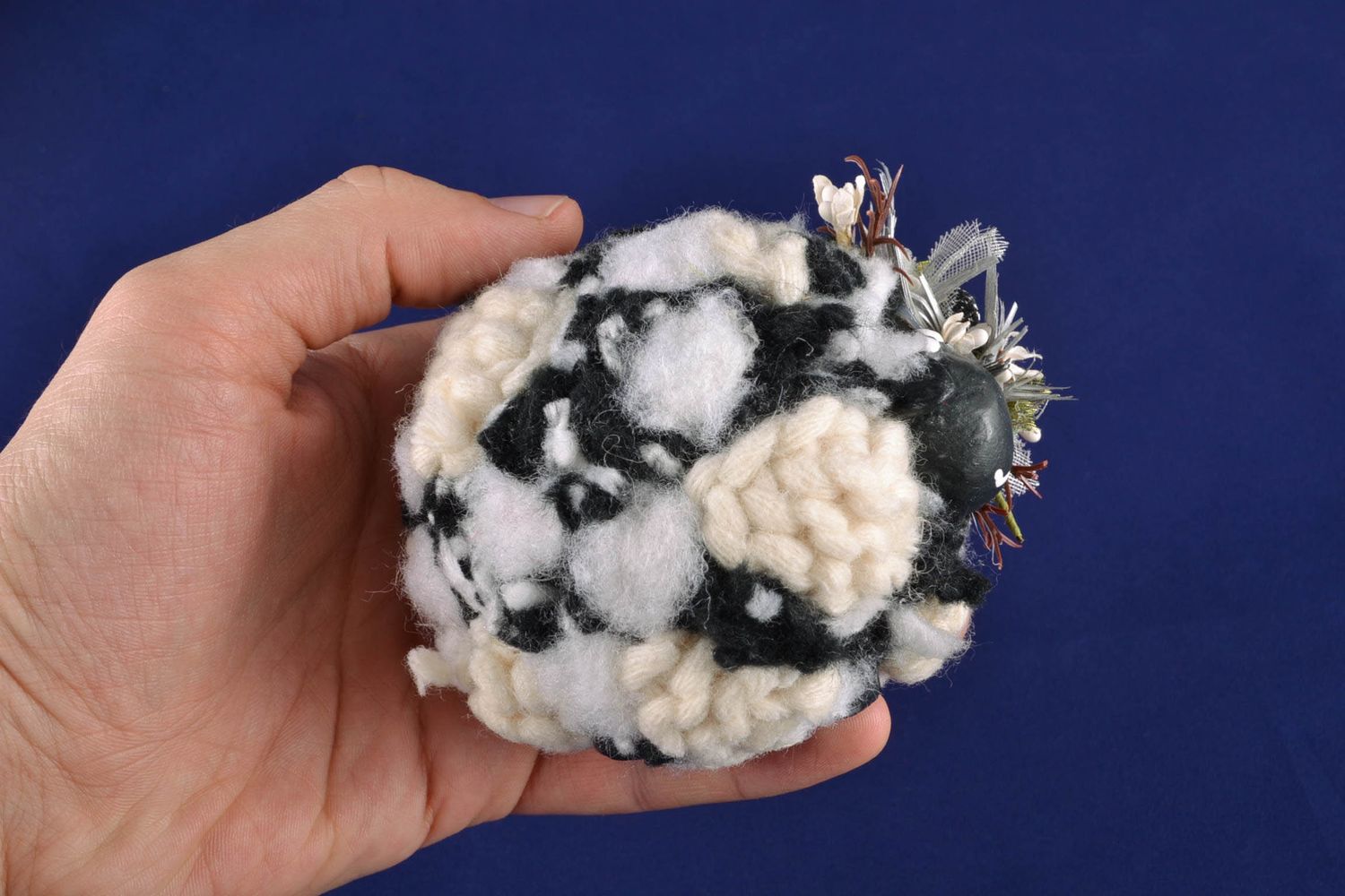 Figurine en papier mâché avec laine artificielle brebis  photo 2