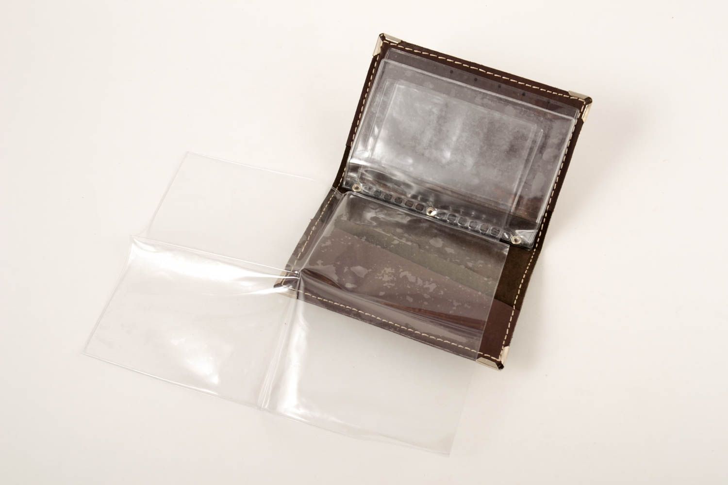 Porta documentos hecho a mano marrón accesorio de cuero regalo original foto 3
