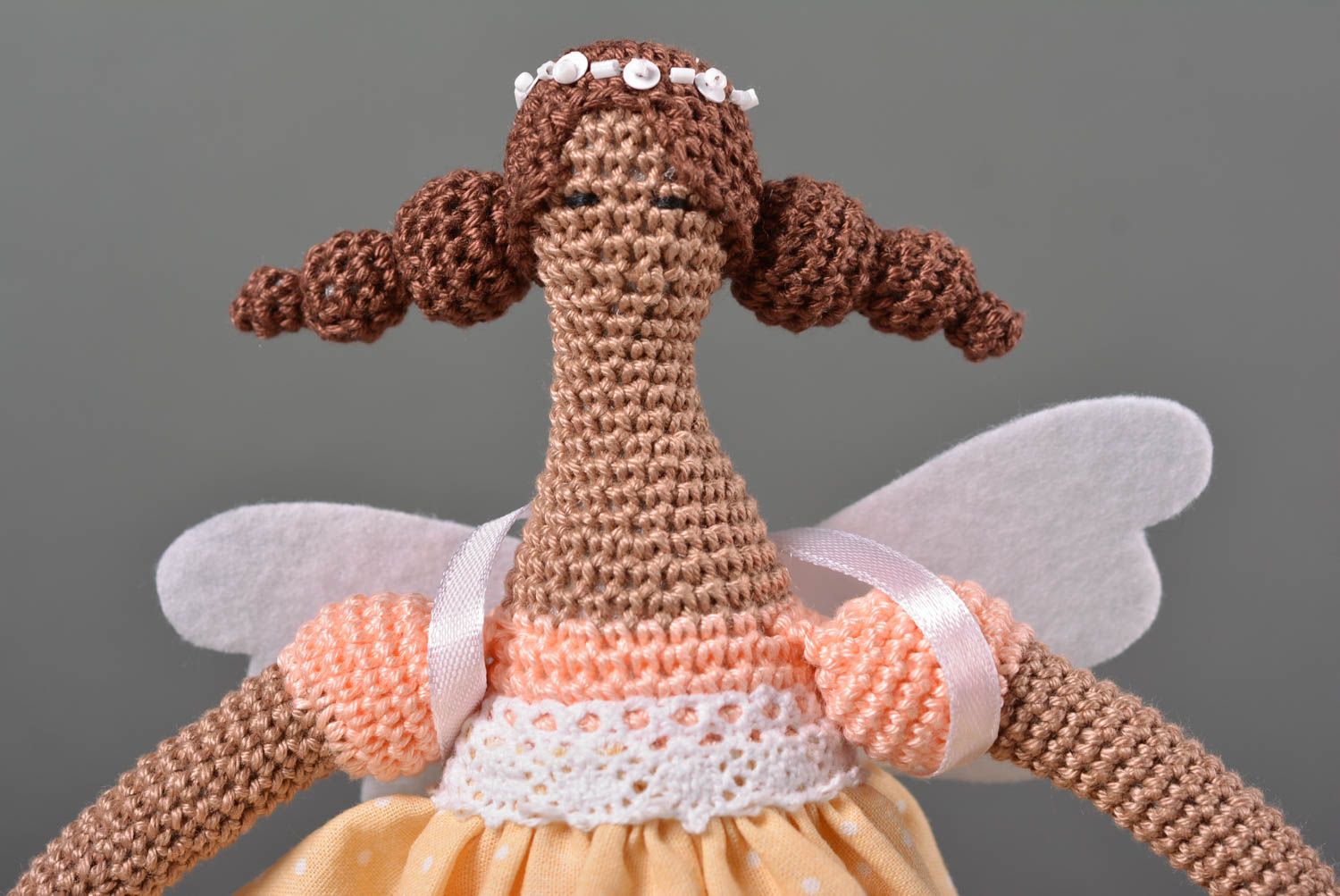 Poupée fille ange faite main Jouet tricot en coton au crochet Cadeau original photo 2