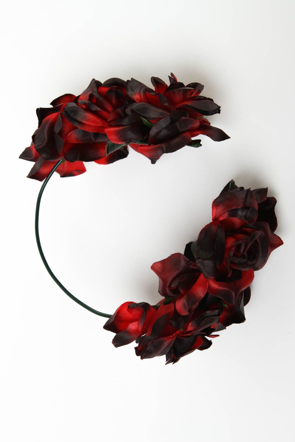 Serre-tête fleurs Bijou fait main en rouge et noir Accessoire cheveux cadeau photo 2