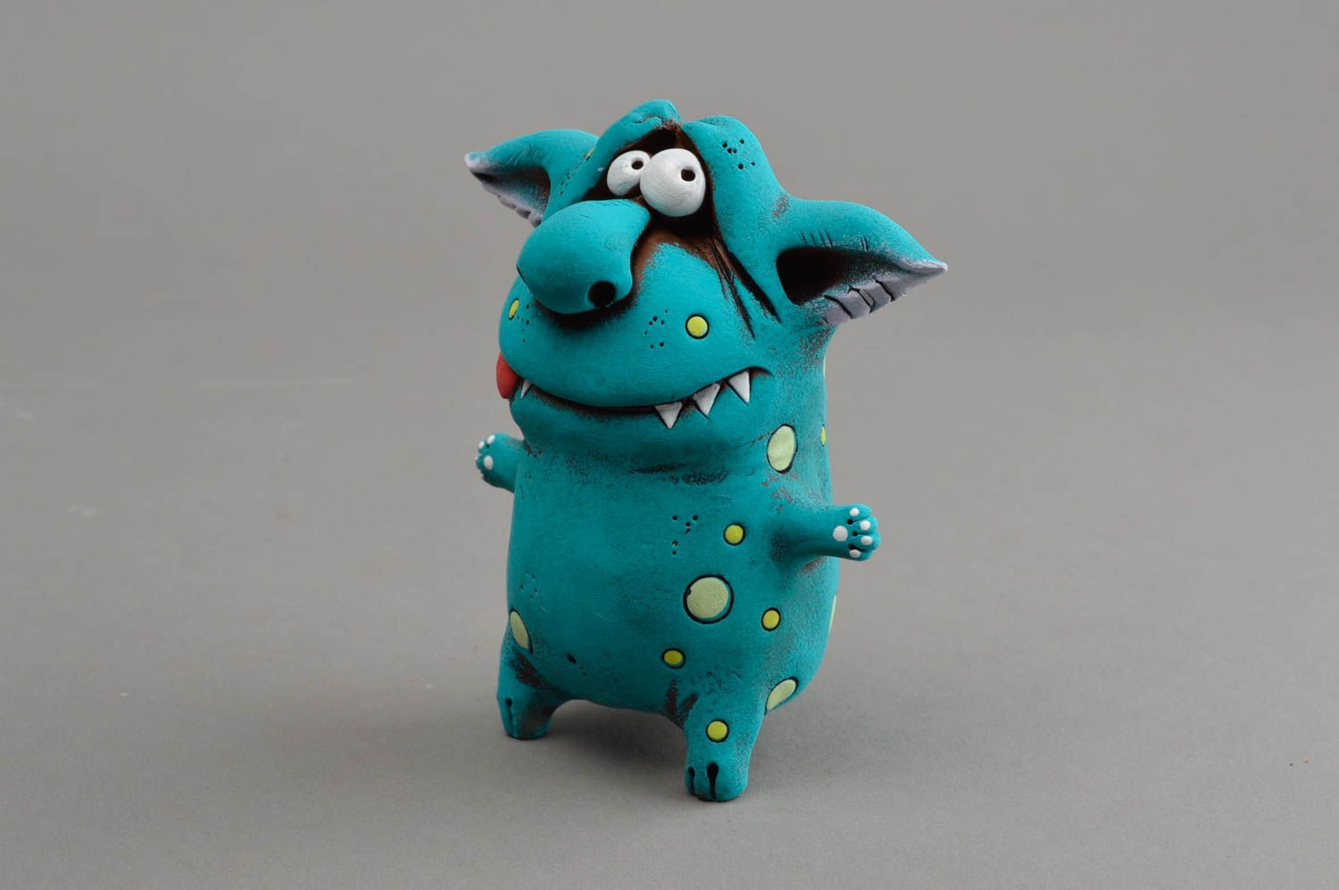 Figurine de troll faite main originale turquoise décoration miniature cadeau photo 3