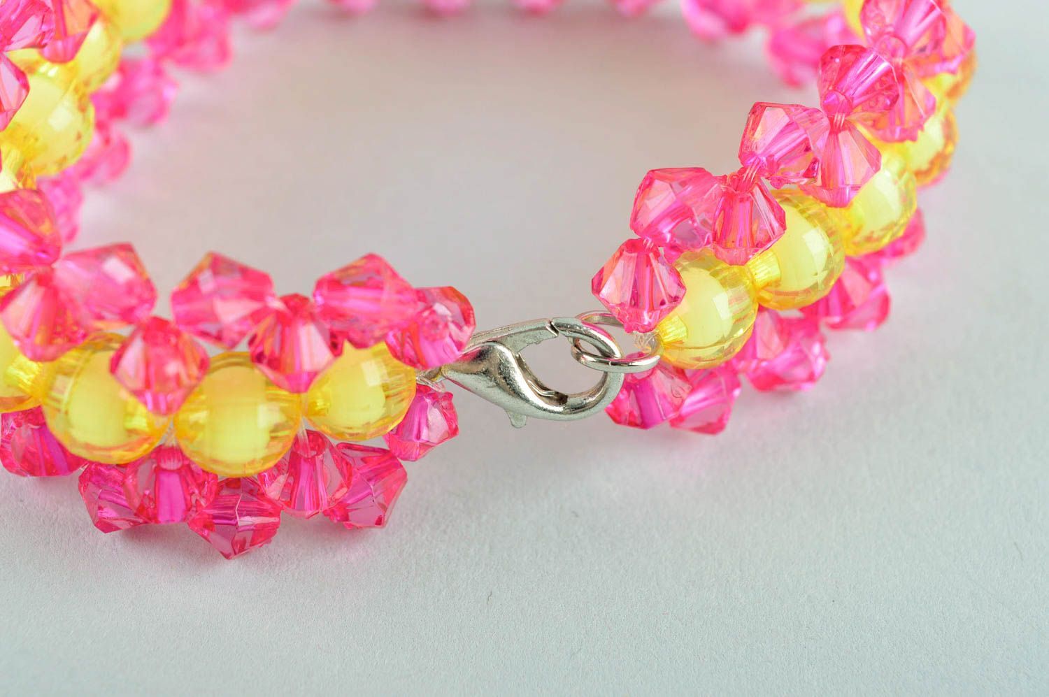 Pink and yellow beads narrow bracelet for girls photo 4