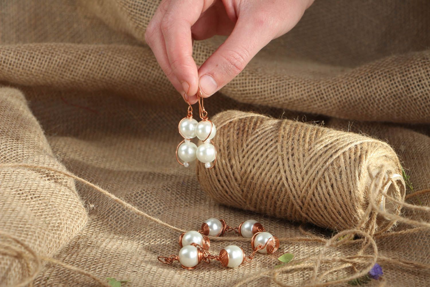 Set di orecchini e bracciale fatto a mano kit di accessori di perle belle
 foto 5