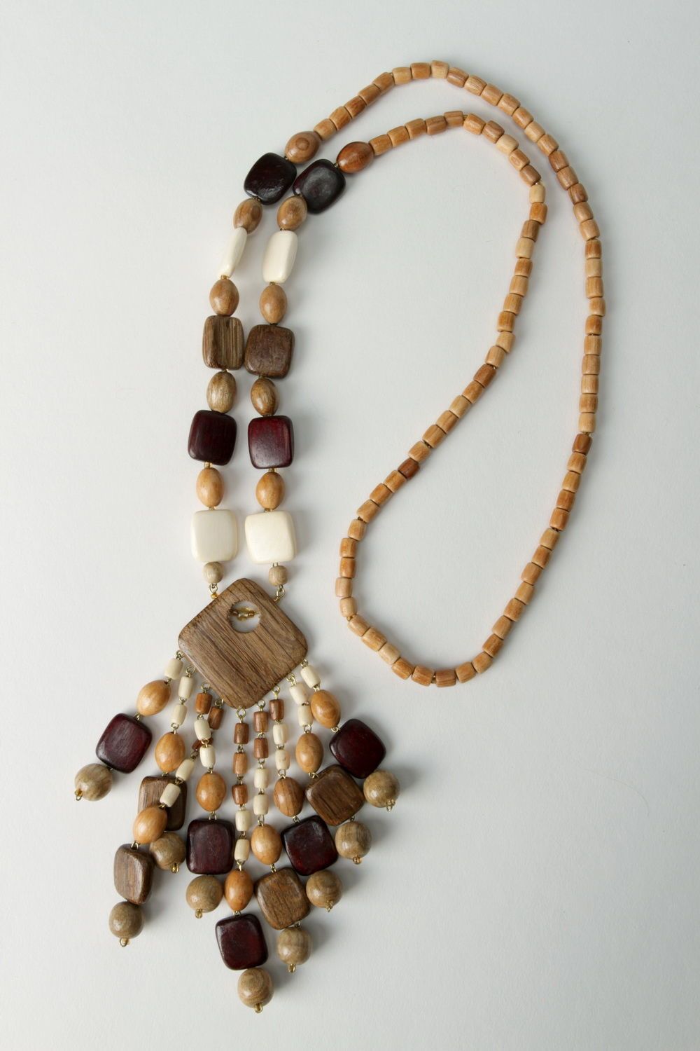 Ethnische Holz-Perlenkette foto 2