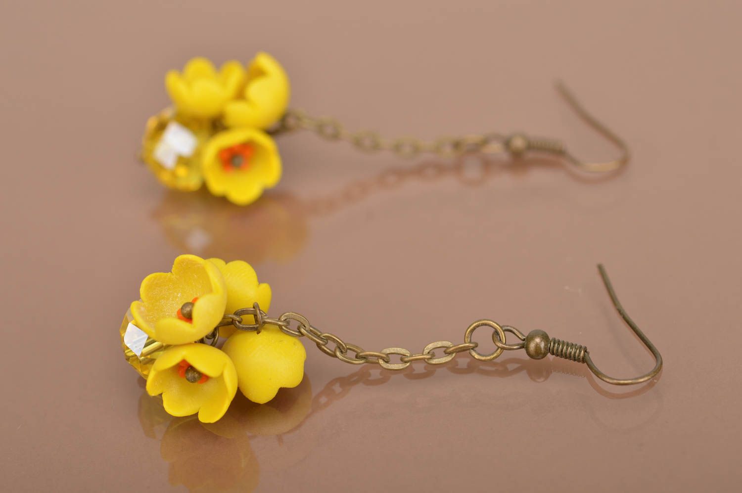 Unusual handmade plastic flower earrings fashion accessories gifts for her photo 3