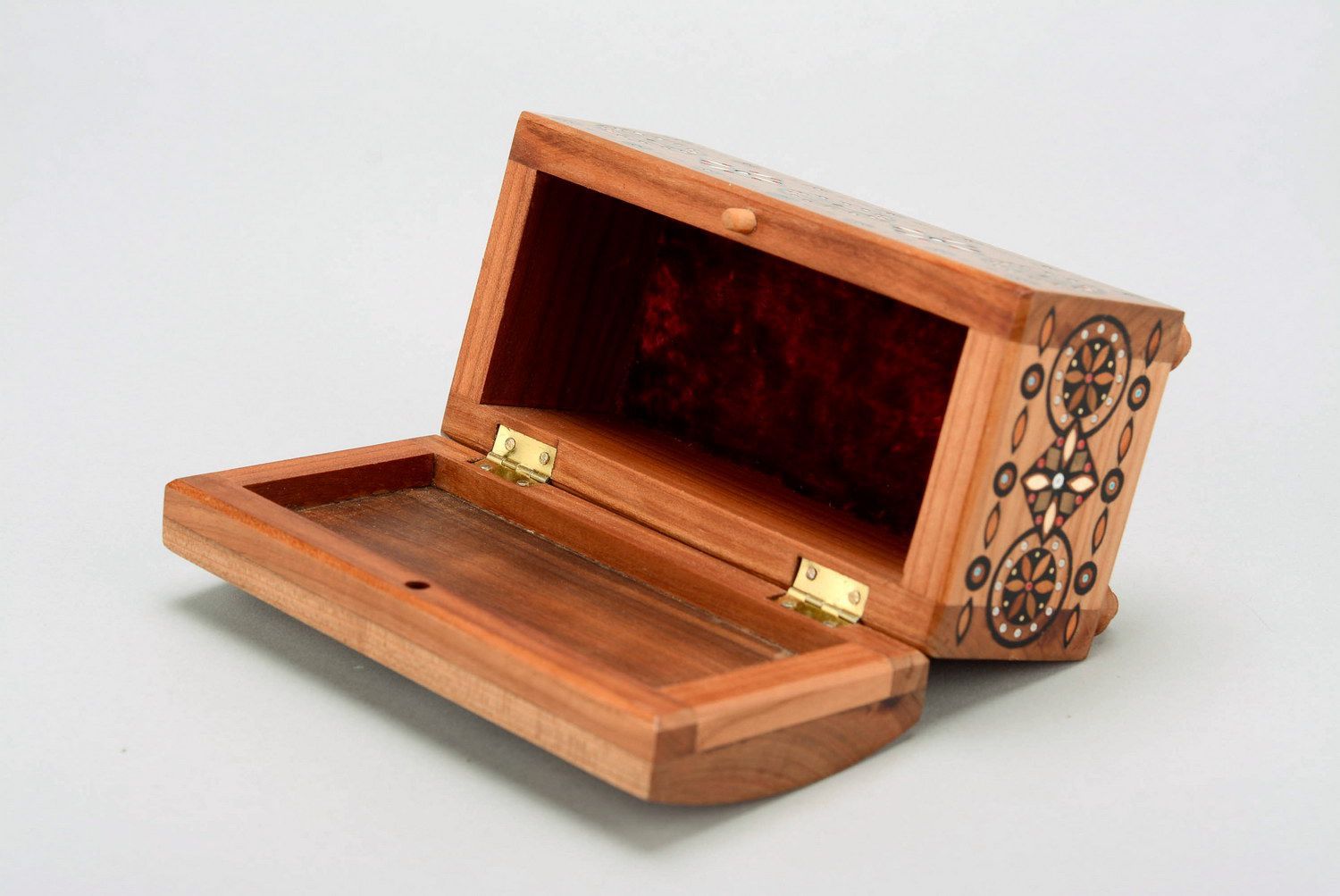 Boîte à bijoux en bois incrusté de métal photo 2