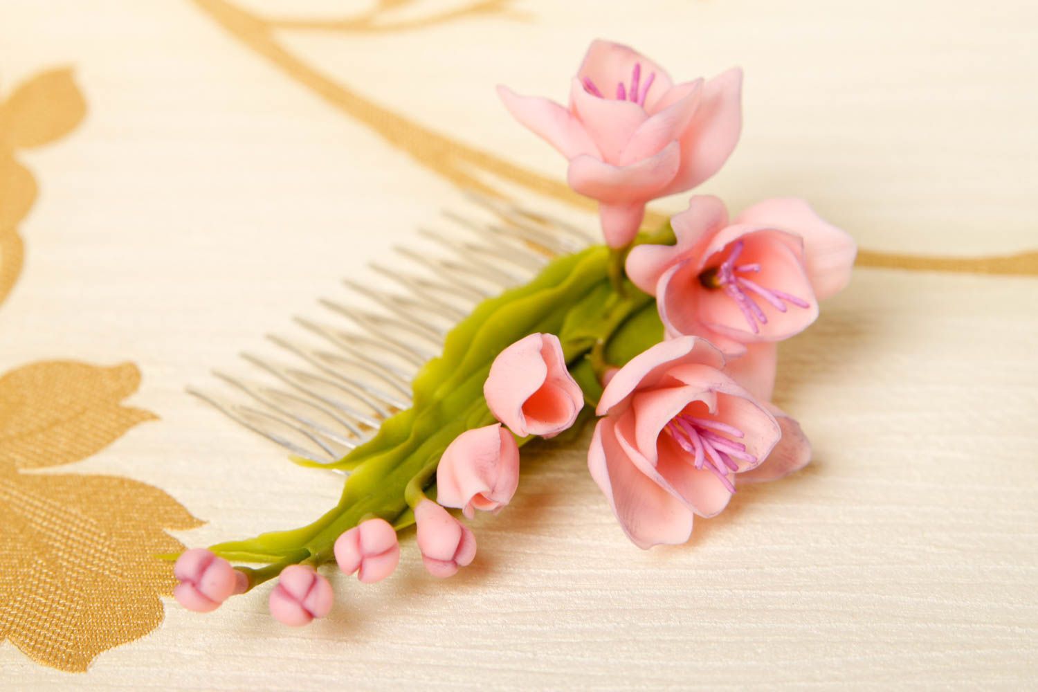 Peigne cheveux fait main Accessoire coiffure fleurs roses Cadeau femme photo 2