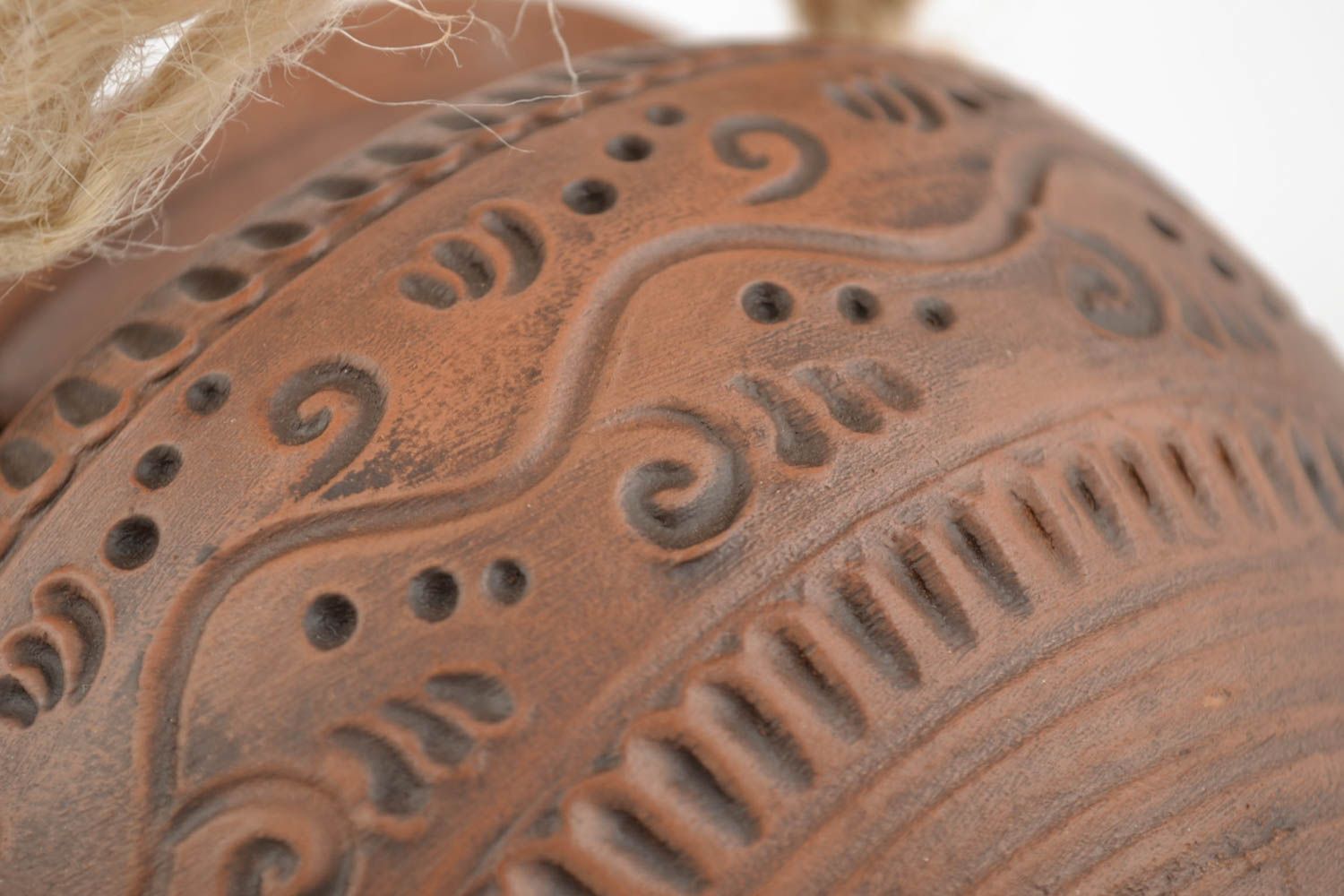 Beautiful brown handmade designer ceramic wall panel on rope photo 5