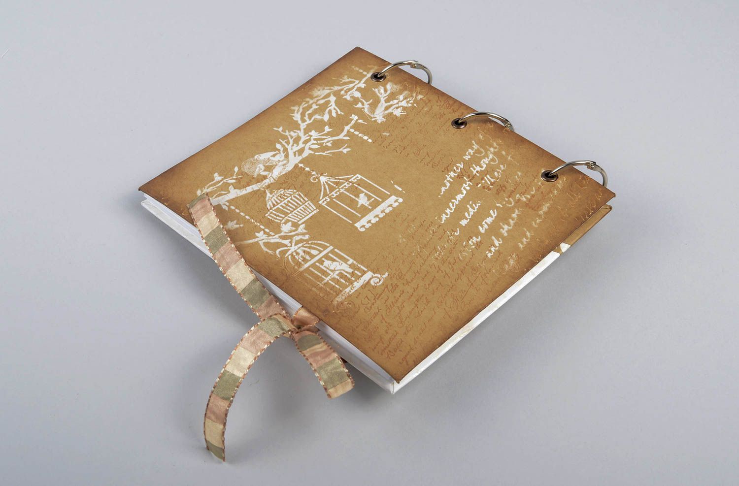 Livre d'or mariage fait main beige en carton avec fleurs Cadeau original photo 2