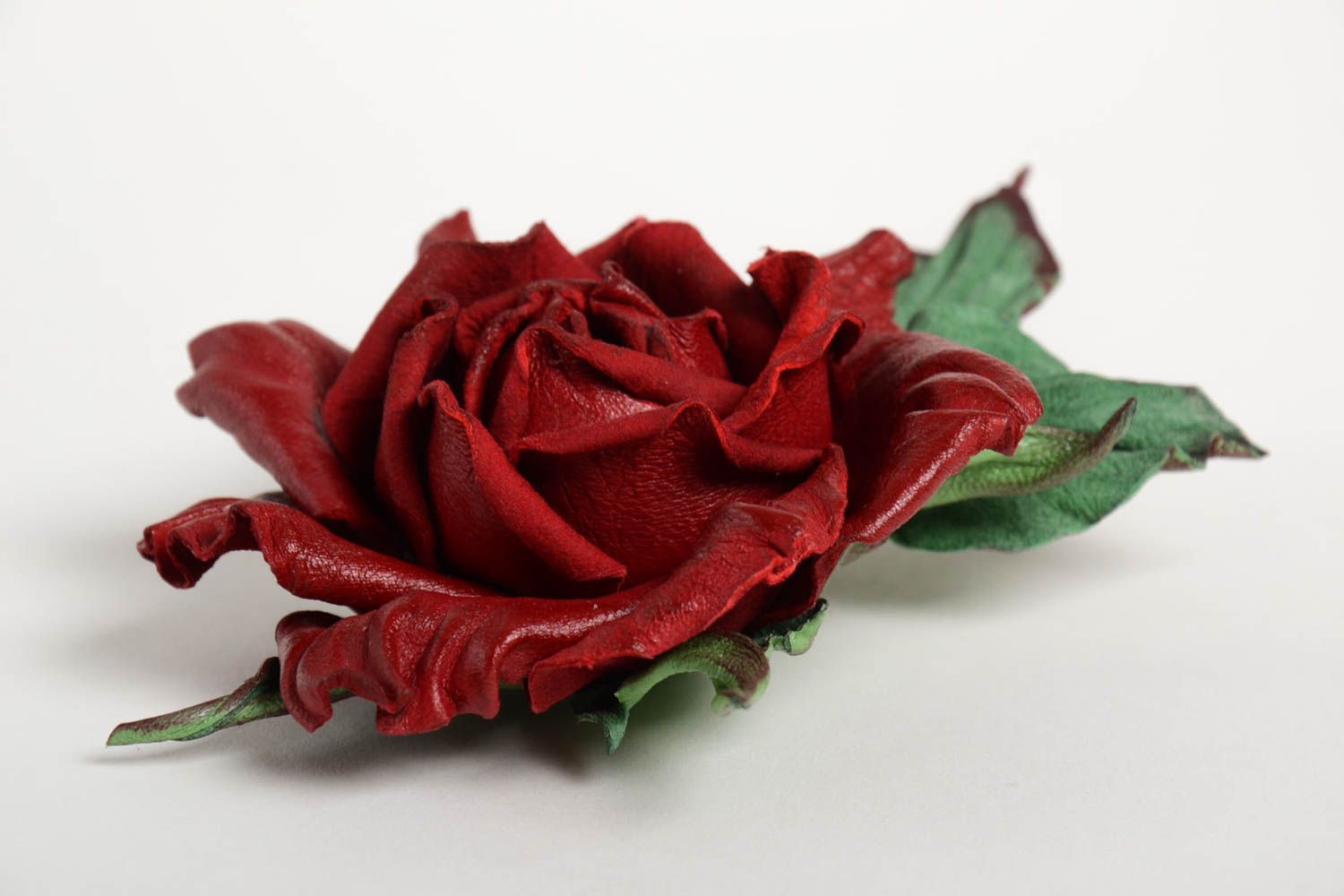Авторская бижутерия ручной работы красивая брошь роза модная брошь из кожи фото 4