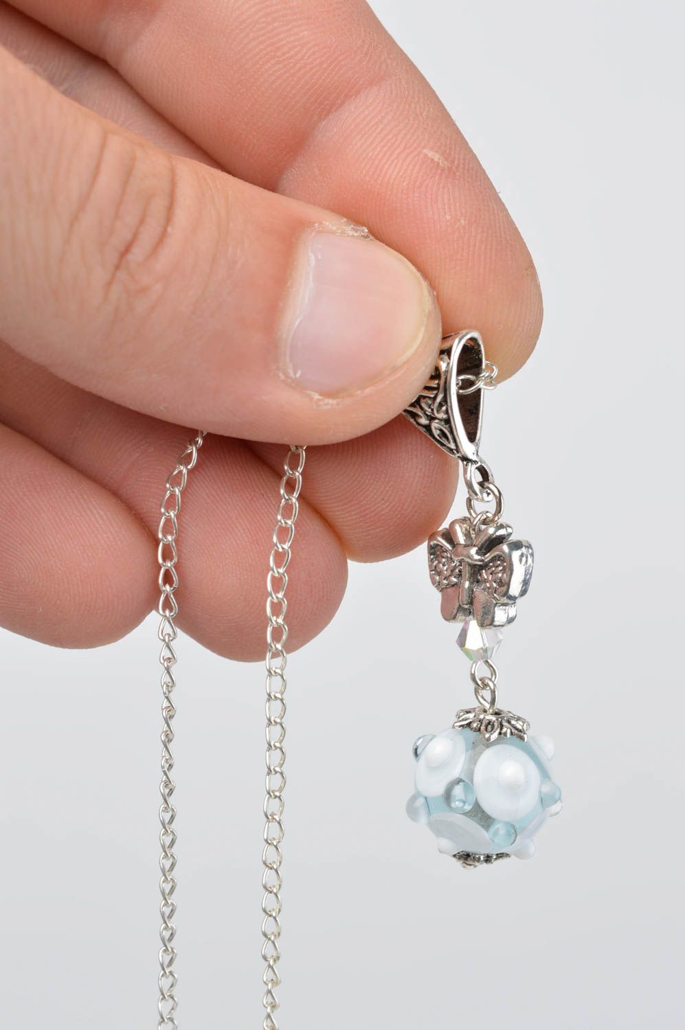 Colgante hecho a mano de cristal azul accesorio para mujer regalo original foto 4
