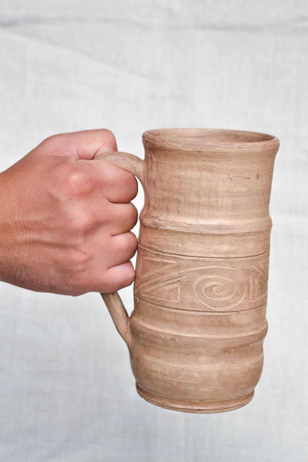 Unusual handmade ceramic beer mug pottery works table setting kitchen supplies photo 2