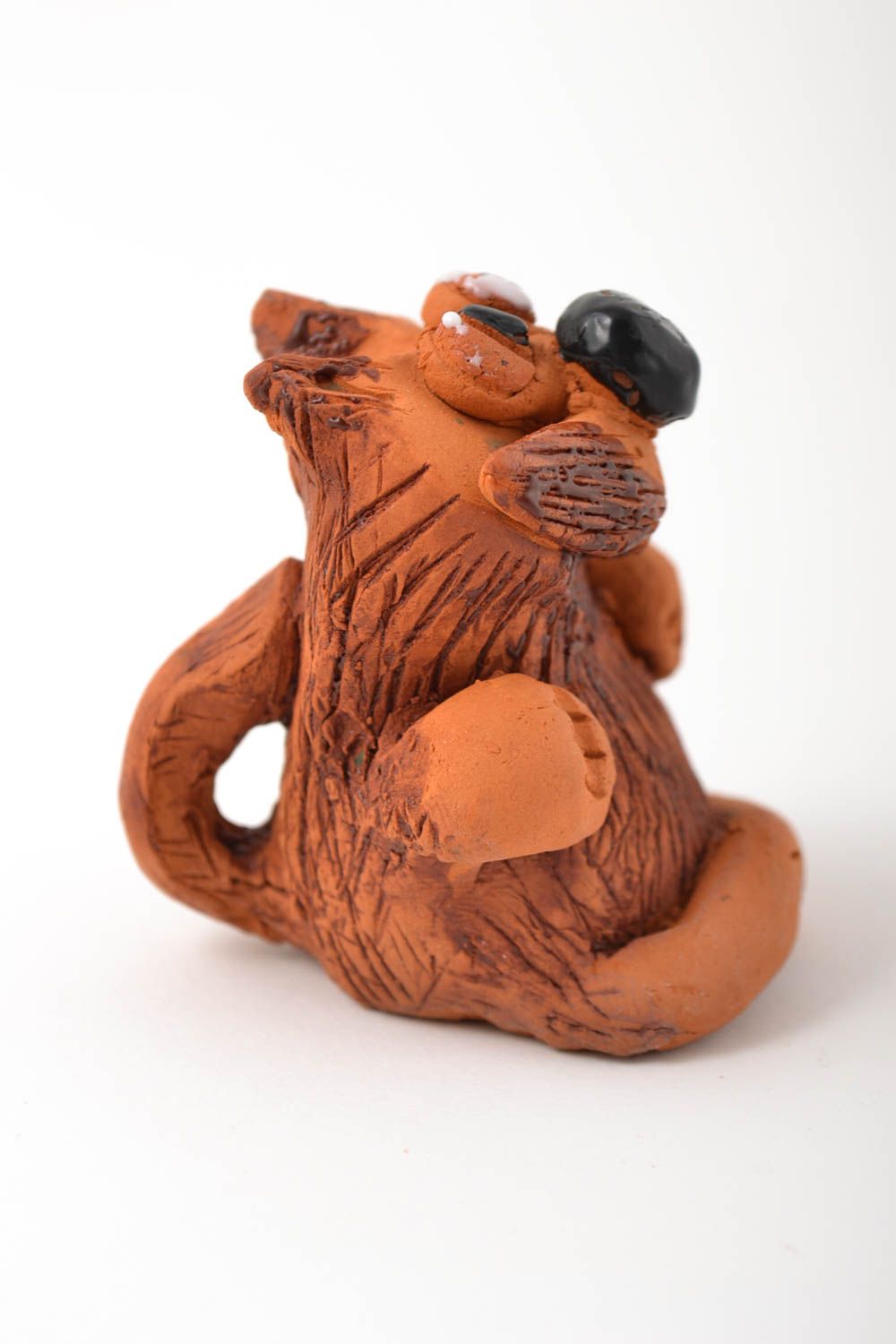 Фигурка из глины ручной работы фигурка кошки статуэтка животного маленькая фото 2