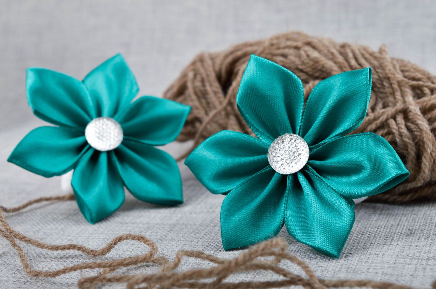 Gomas de pelo hechas a mano regalo original accesorios para niñas de color azul foto 1