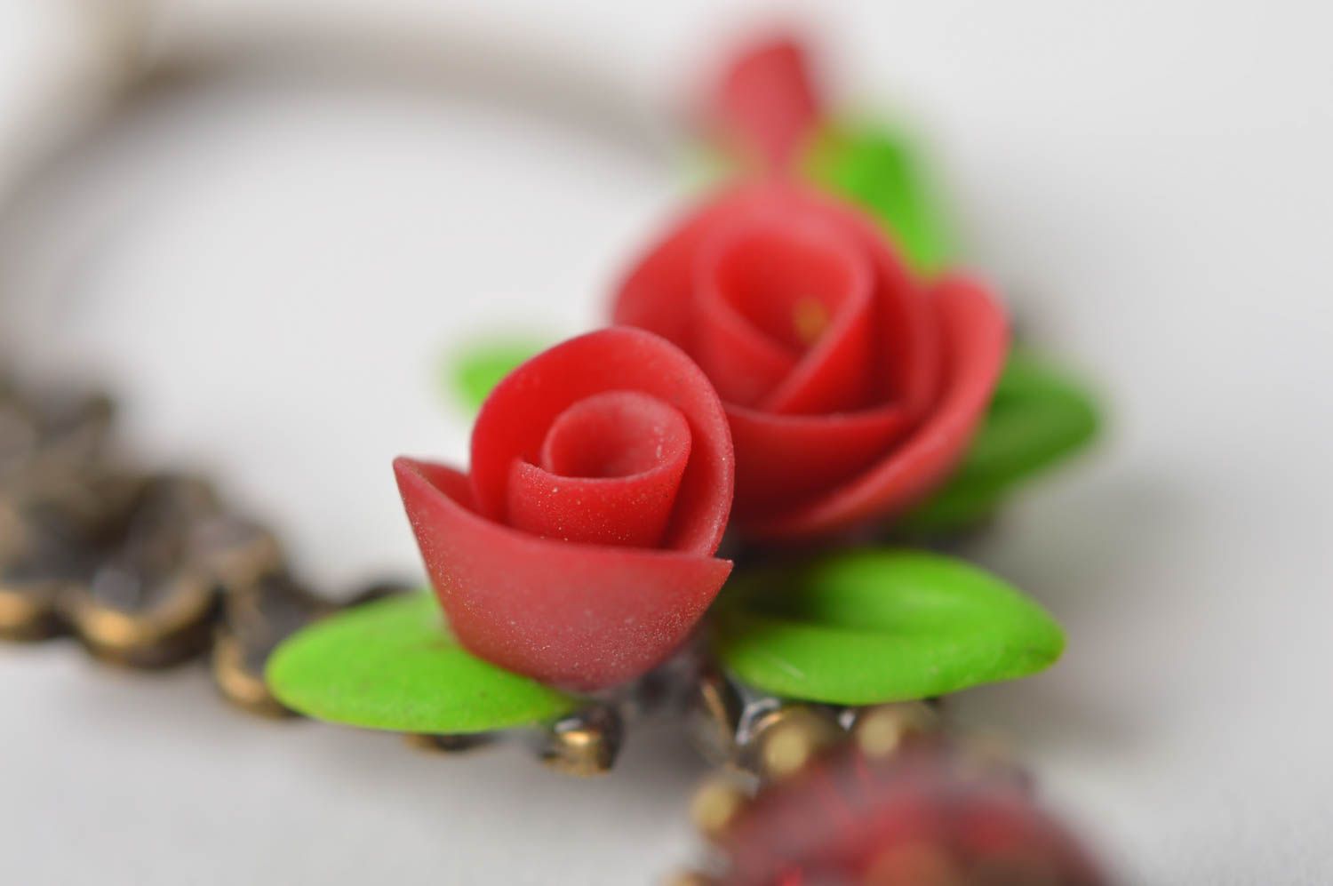 Boucles d'oreilles pendantes Bijou fait main rondes fleurs Cadeau pour femme photo 3