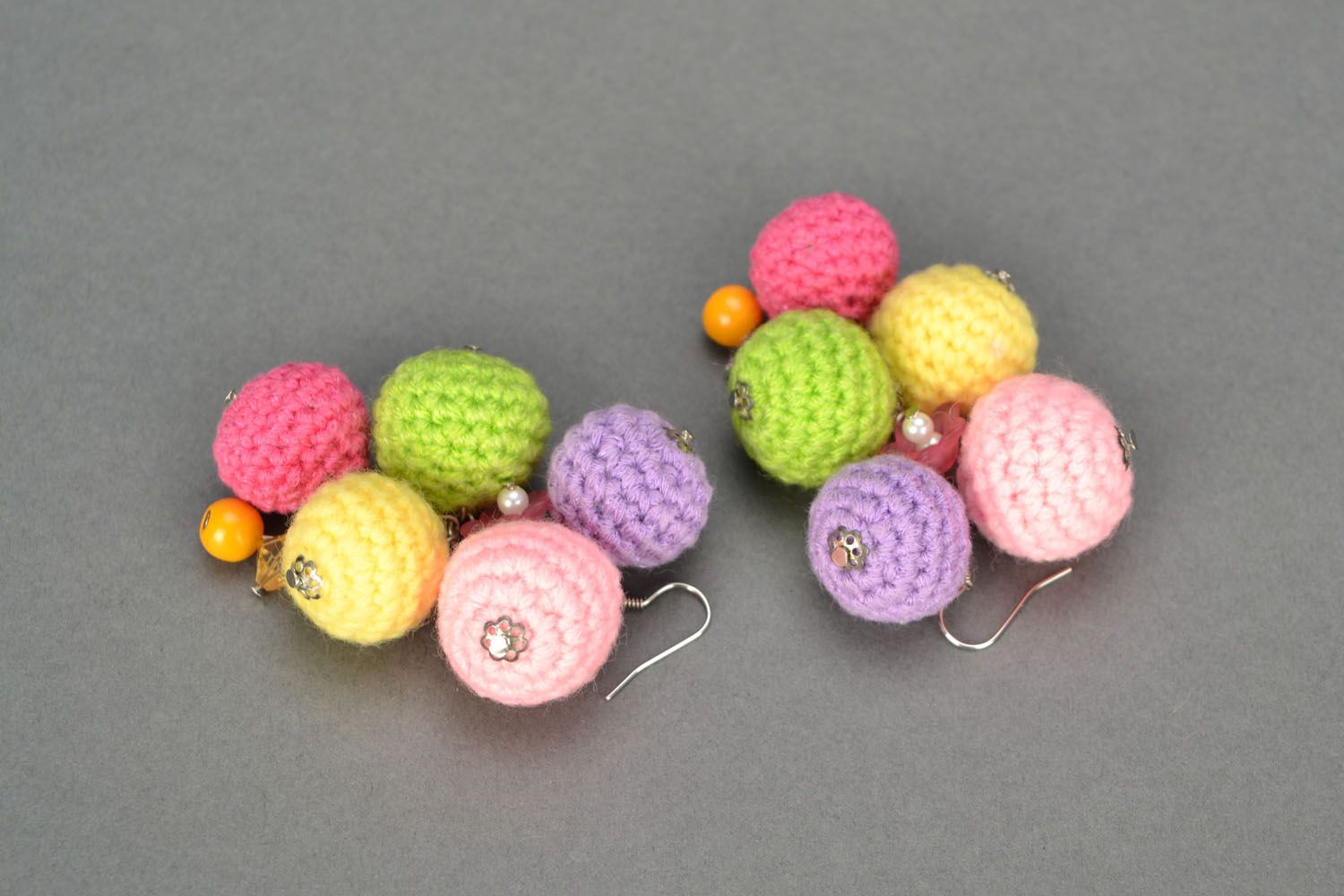 Long crochet earrings Caramel photo 3