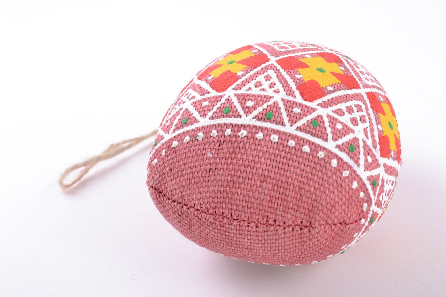 Handmade small decorative wall hanging Easter egg sewn of fabric with aroma photo 4