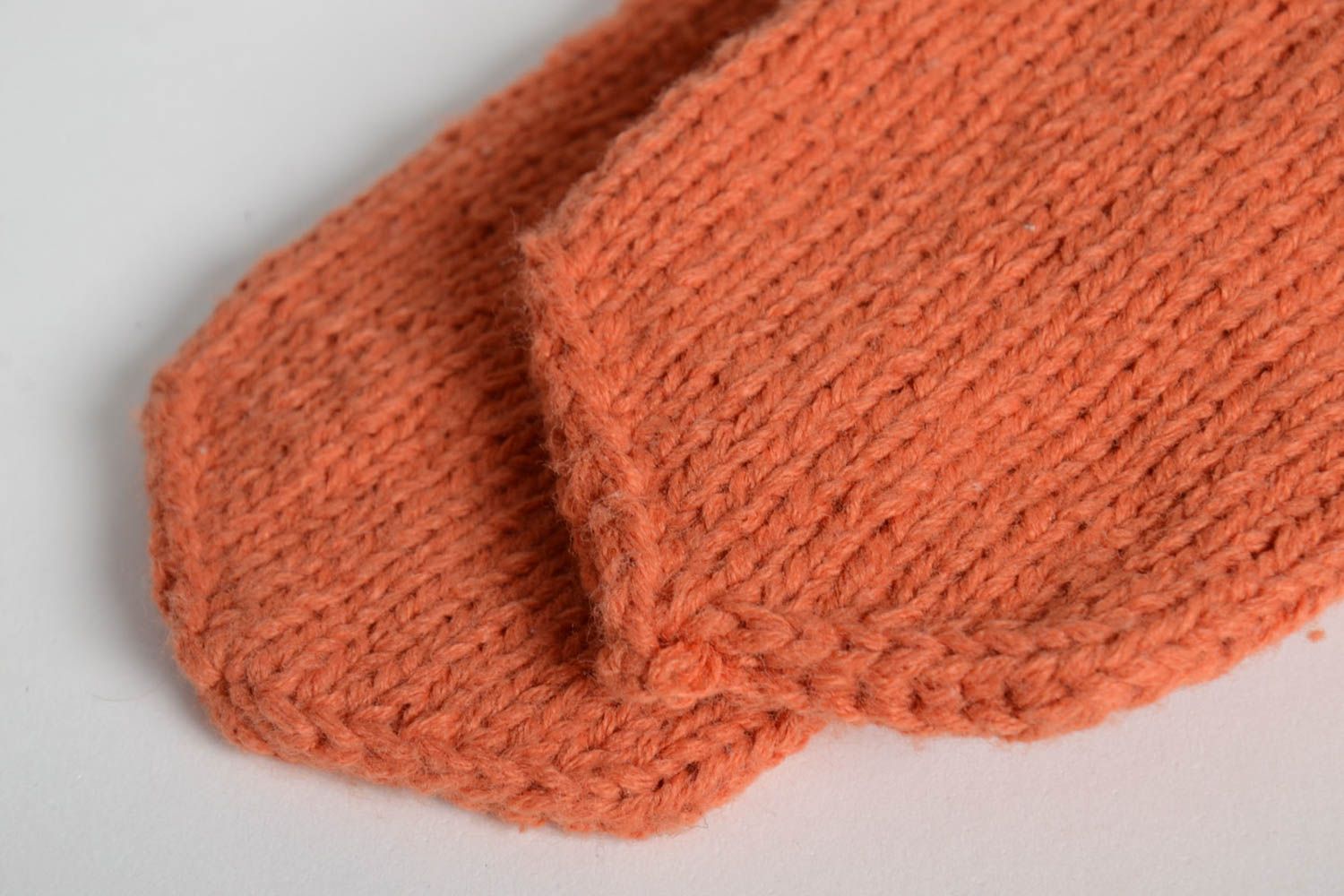 Handmade winter mittens orange female mittens knitted cute warm clothes photo 5
