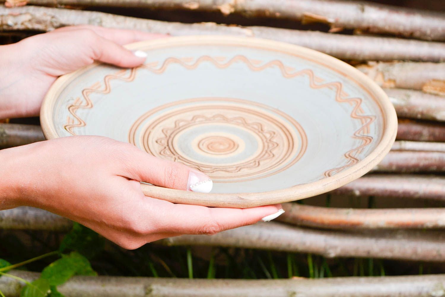 Handmade designer dishware unusual painted ceramic plate beautiful plate photo 2