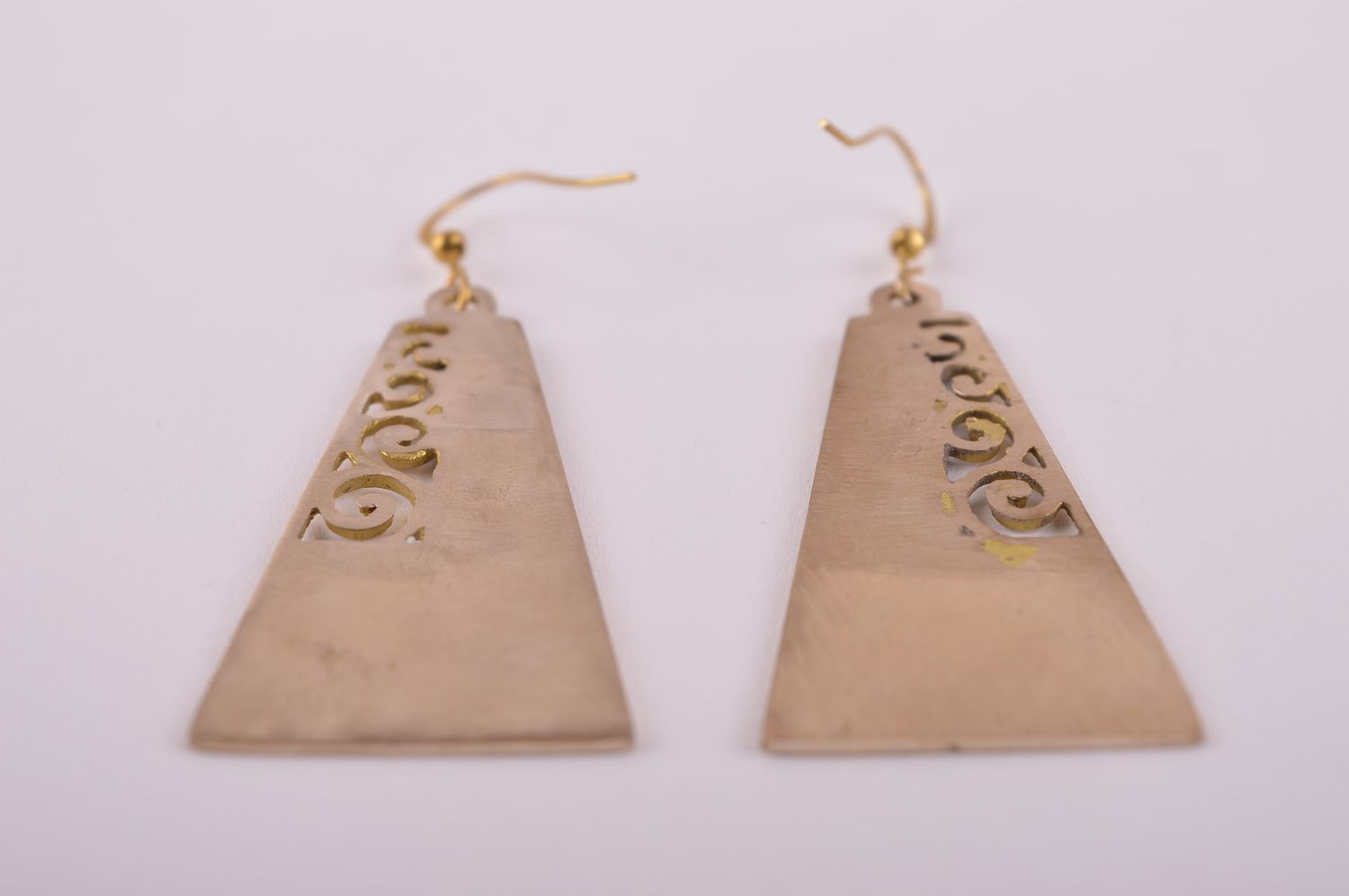 Handmade brass earrings metal earrings with beads gemstone earrings for girls photo 4