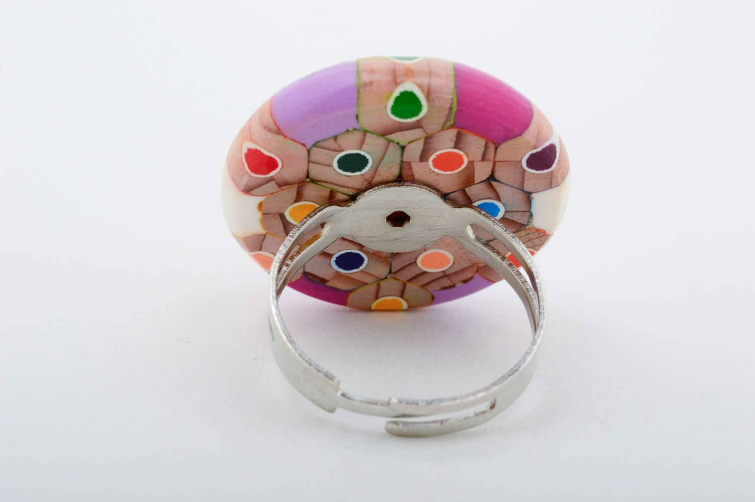 Bague design ronde Bijou fait main multicolore crayons argile Cadeau femme photo 5