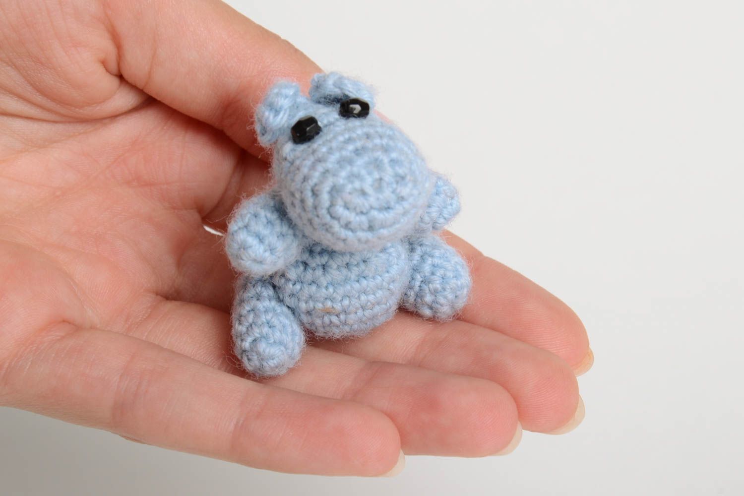 Jouet hippo Peluche faite main Déco maison doux tricoté au crochet en coton photo 5