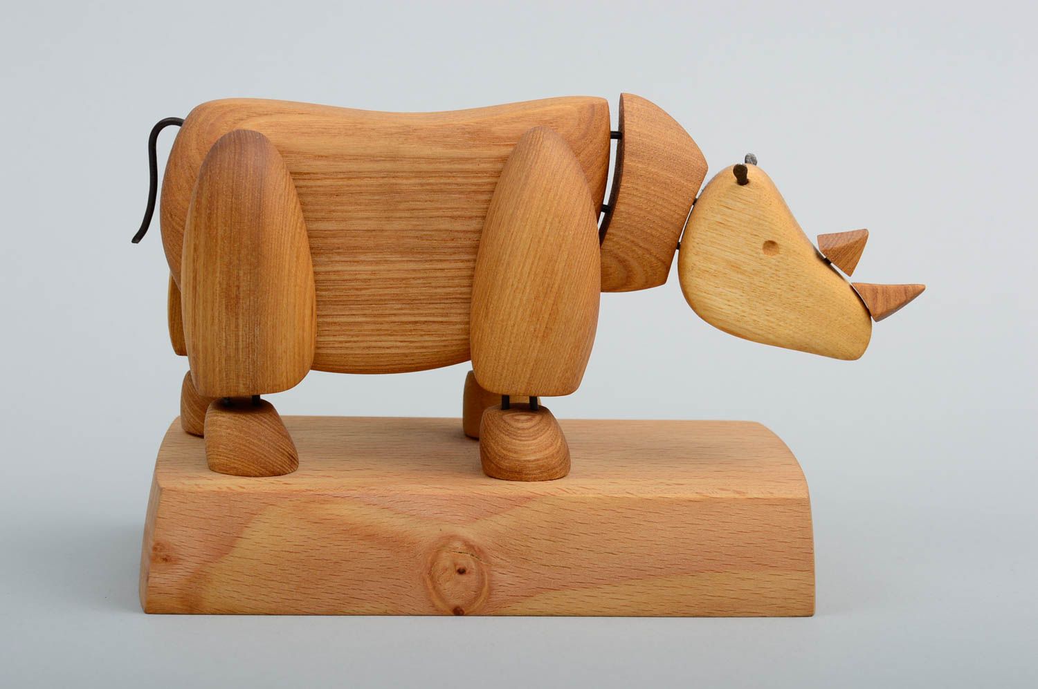 Figurine bois fait main Déco maison rhinocéros souvenir Cadeau original photo 1