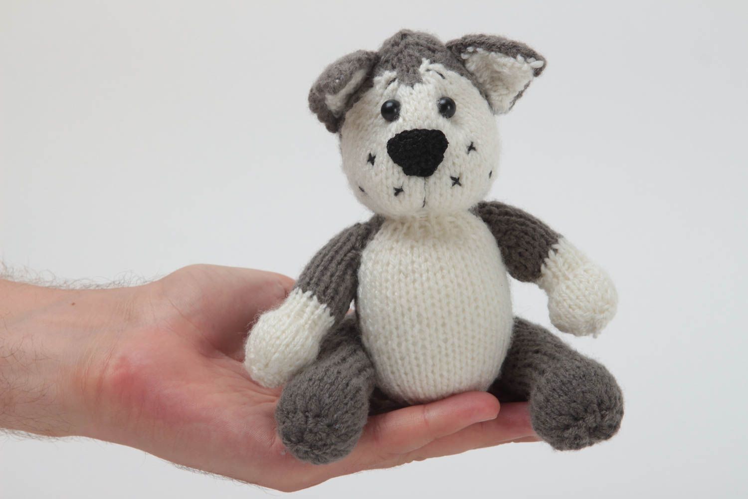 Handmade Strick Kuscheltier Spielzeug Hund Geschenkidee für Kinder weich foto 5