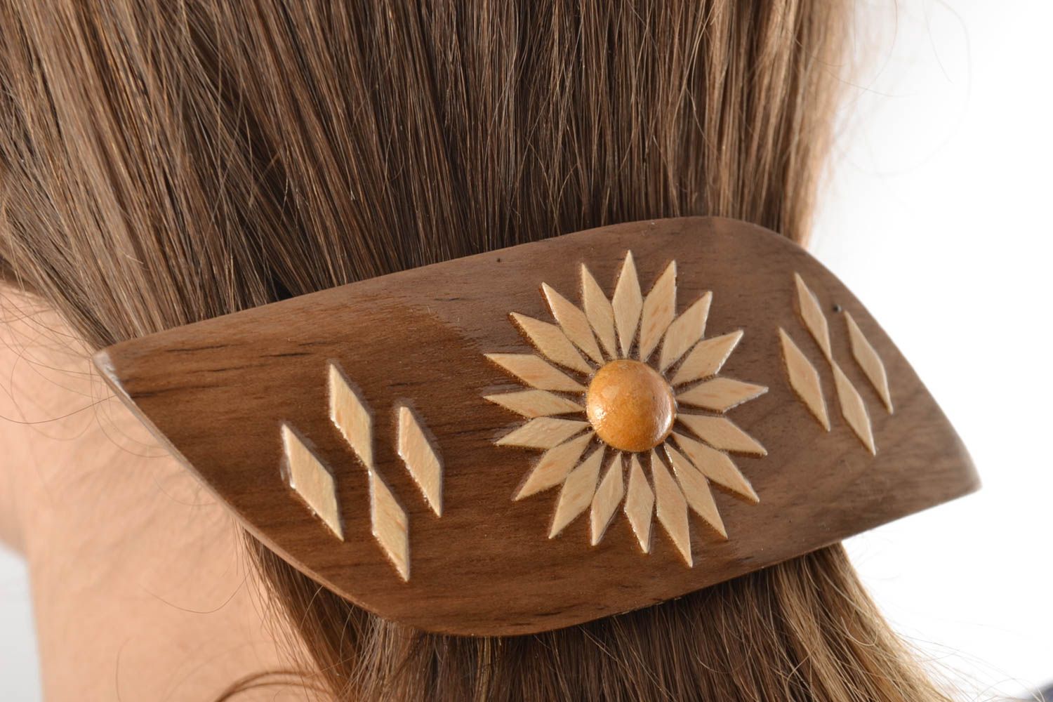 Dunkle schöne öko reine handmade Haarspange aus Holz Frauen Haarschmuck foto 1