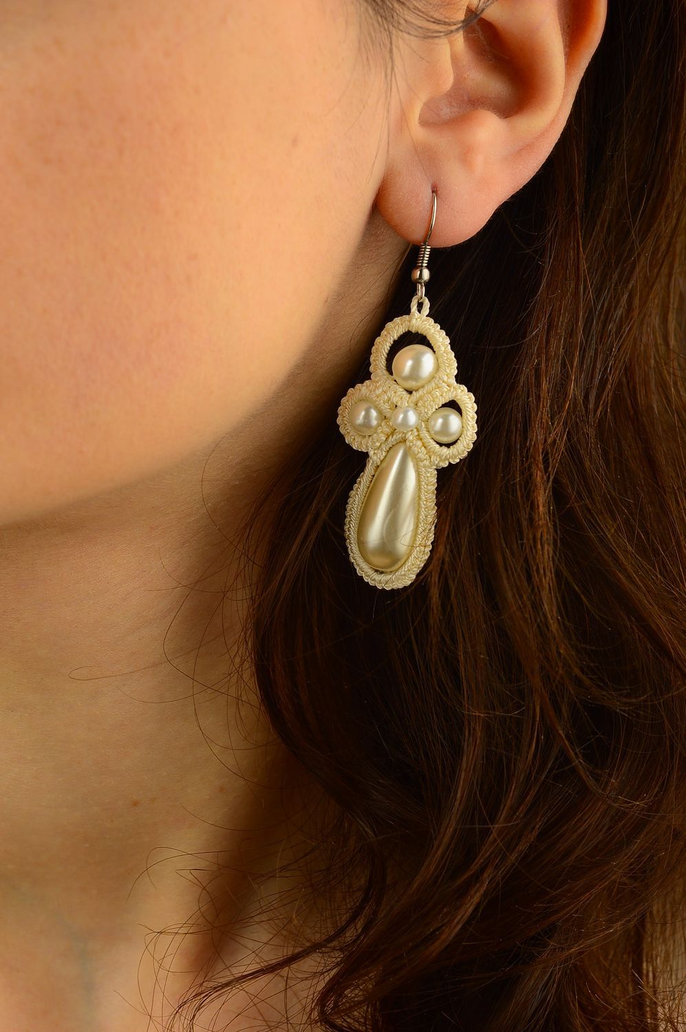 Tatting earrings handmade long earrings designer accessories fashion jewelry photo 2