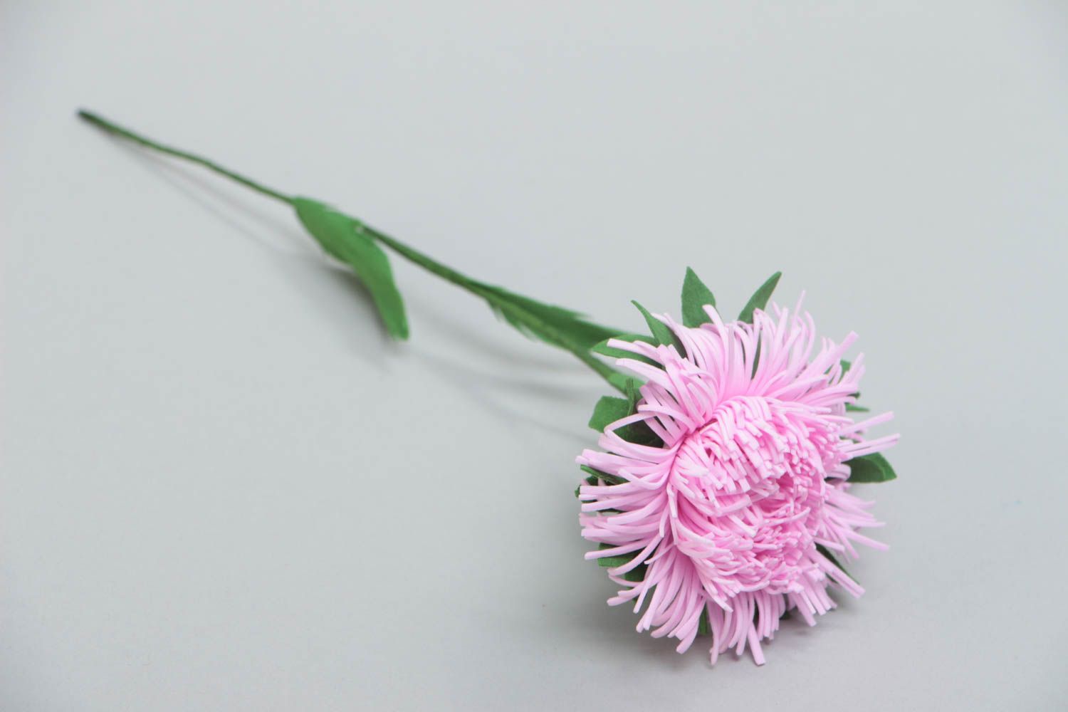 Handmade volume artificial foamiran flower pink aster for interior decoration photo 2