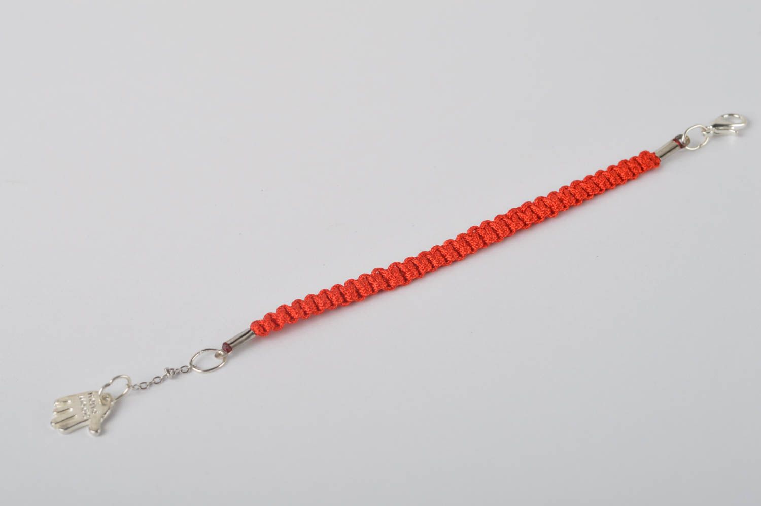 Bracelet textile Bijou fait main rouge tressé simple Accessoire fille cadeau photo 3