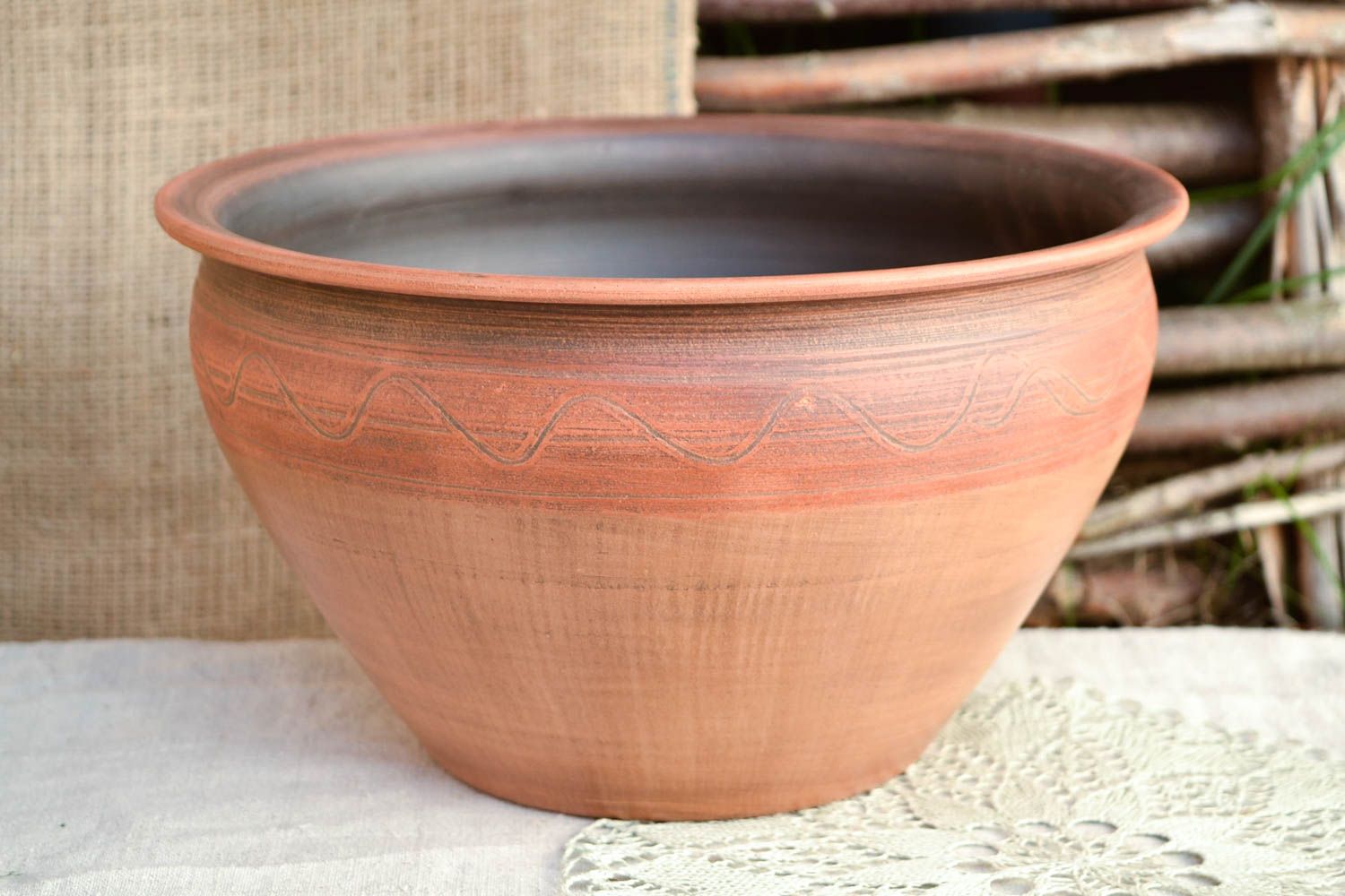 Pote de arcilla artesanal tarro de cerámica utensilio de cocina vasija original foto 1